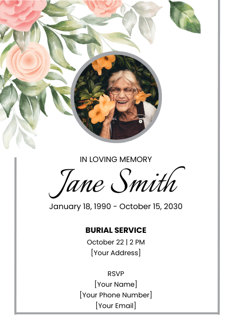 FREE Funeral Burial Invitation Templates & Examples - Edit Online ...