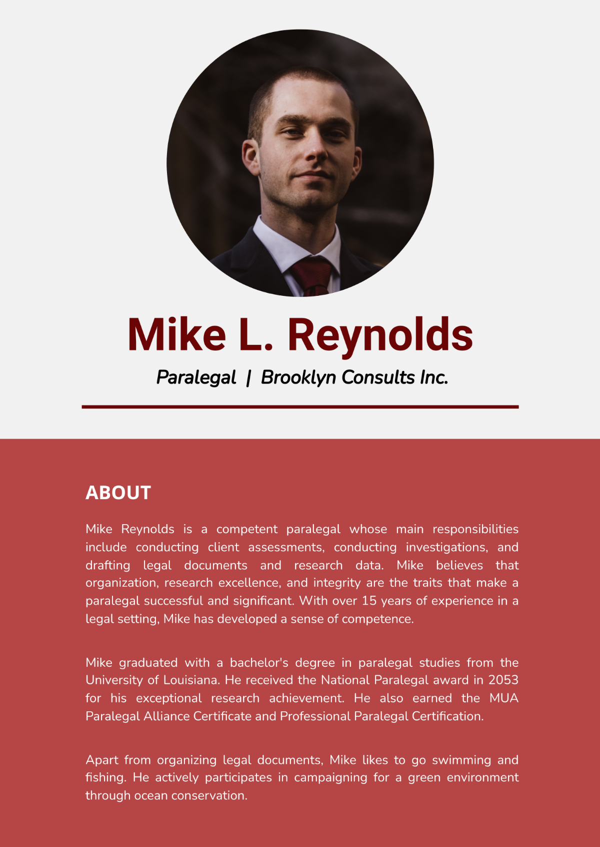Professional Bio For Paralegal Template
