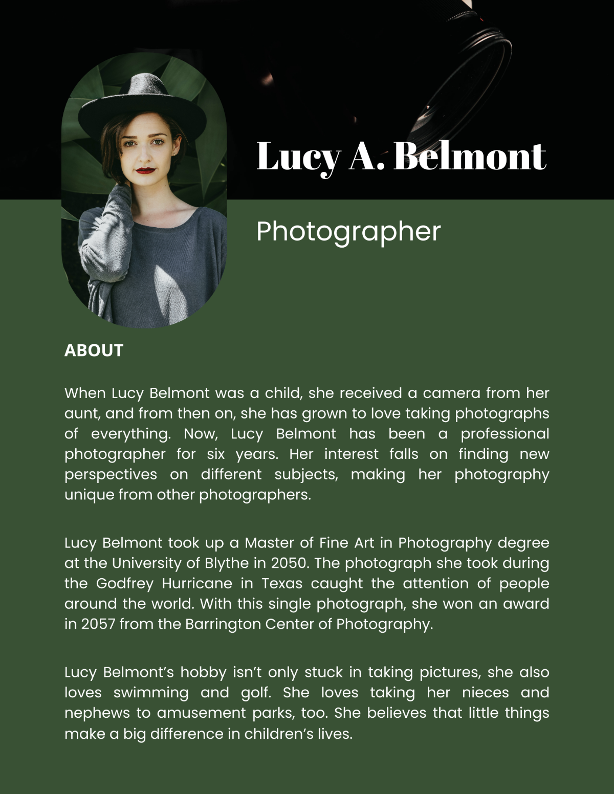 Professional Bio For Photographer Template