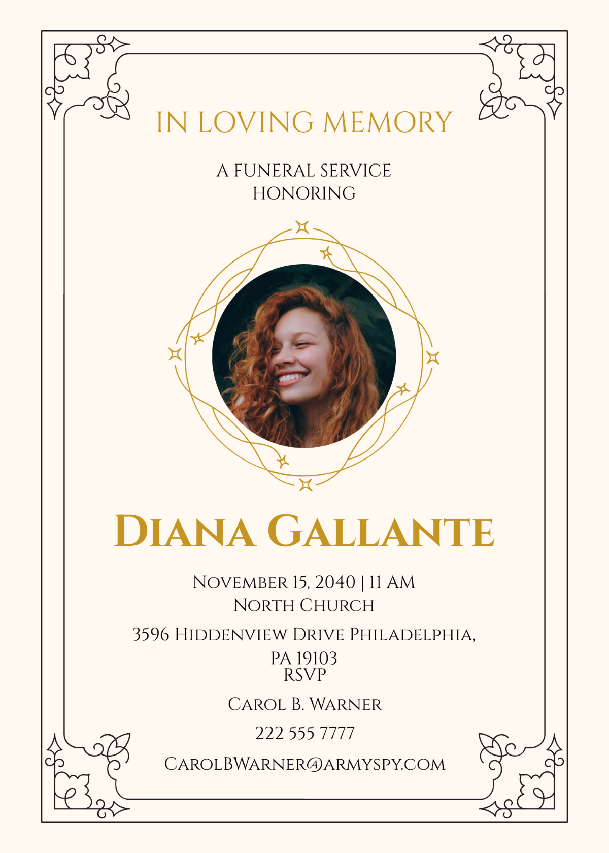 Blank Communication Funeral Invitation