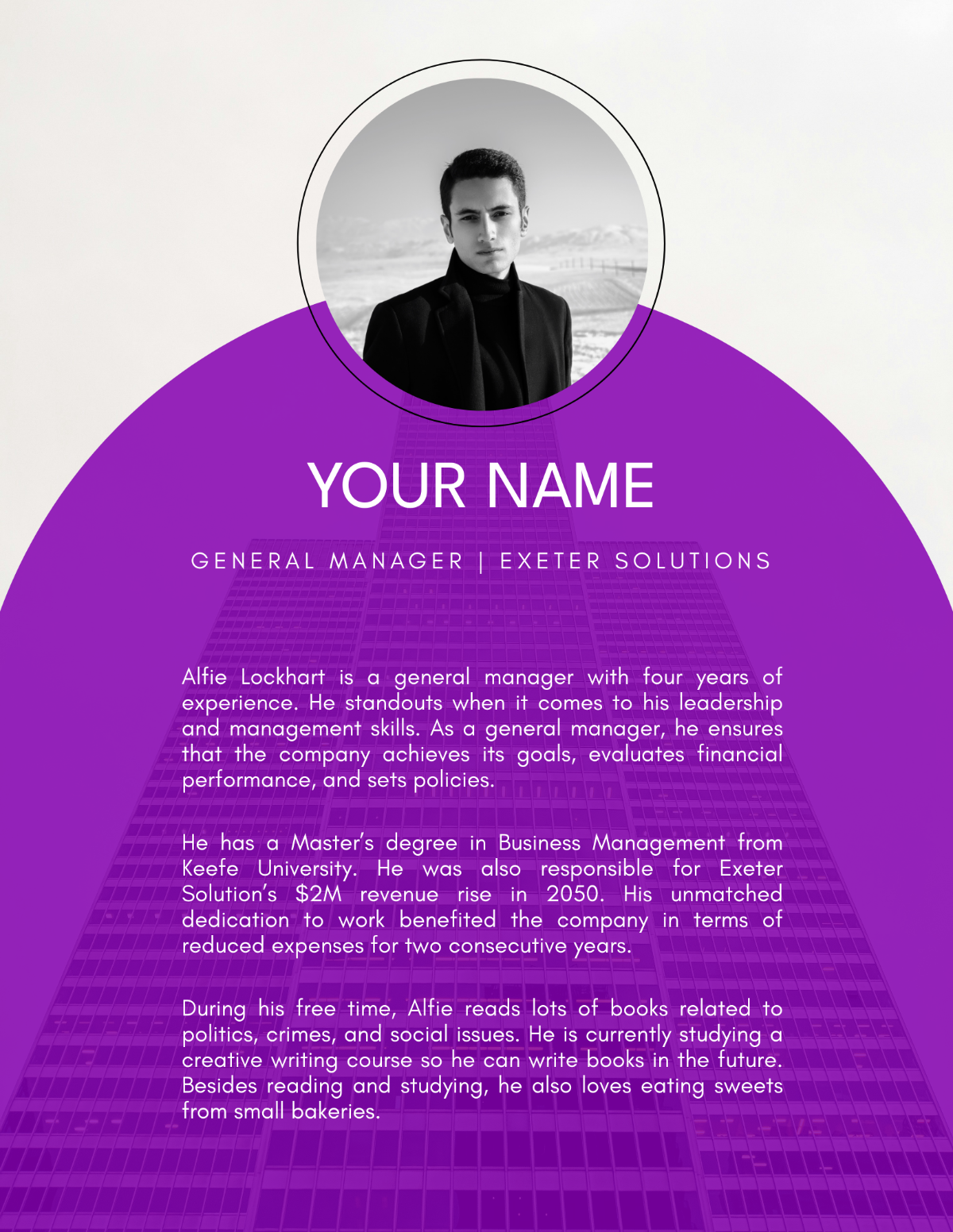 Professional Bio For General Manager Template