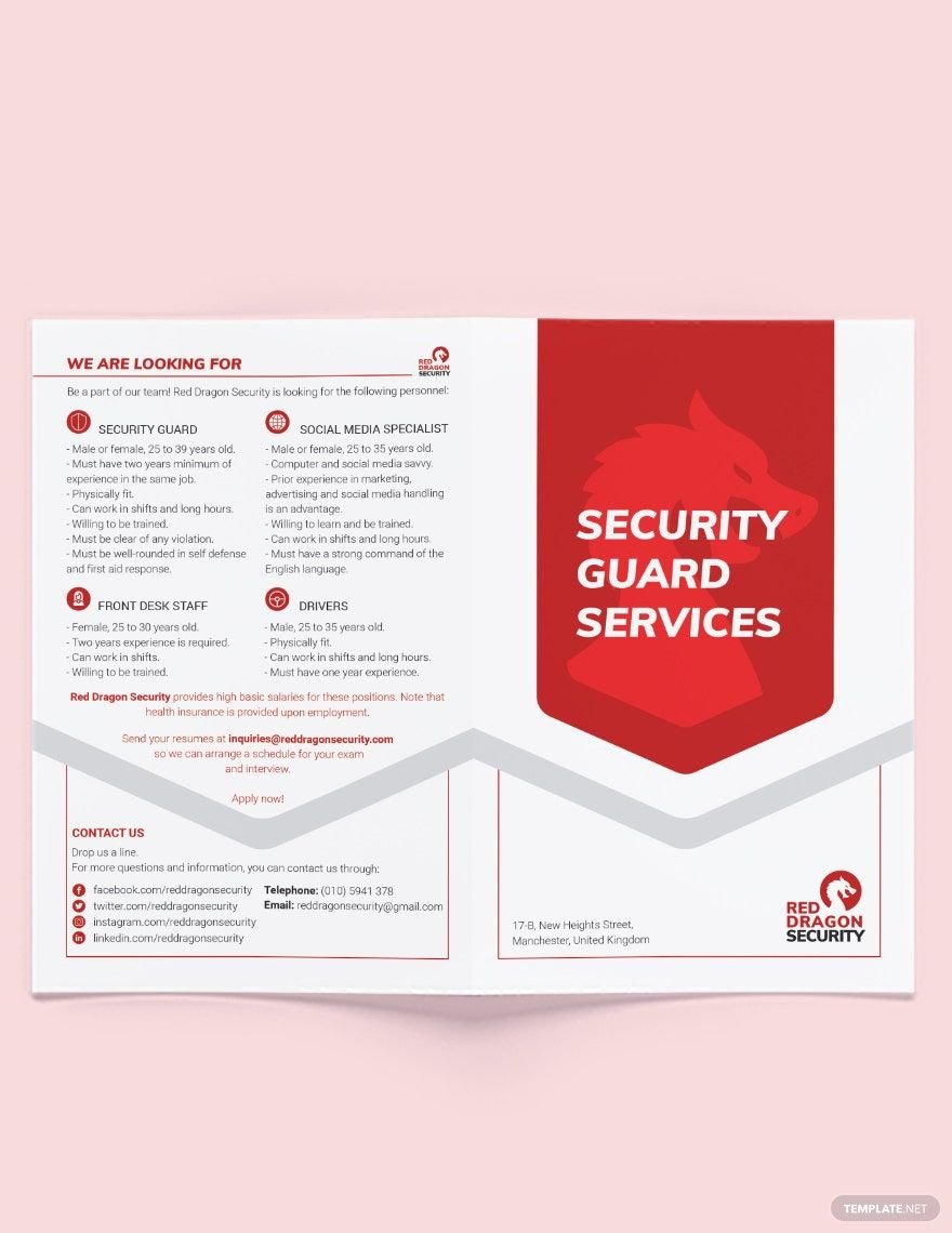 Security Guard Services Bi-Fold Brochure Template