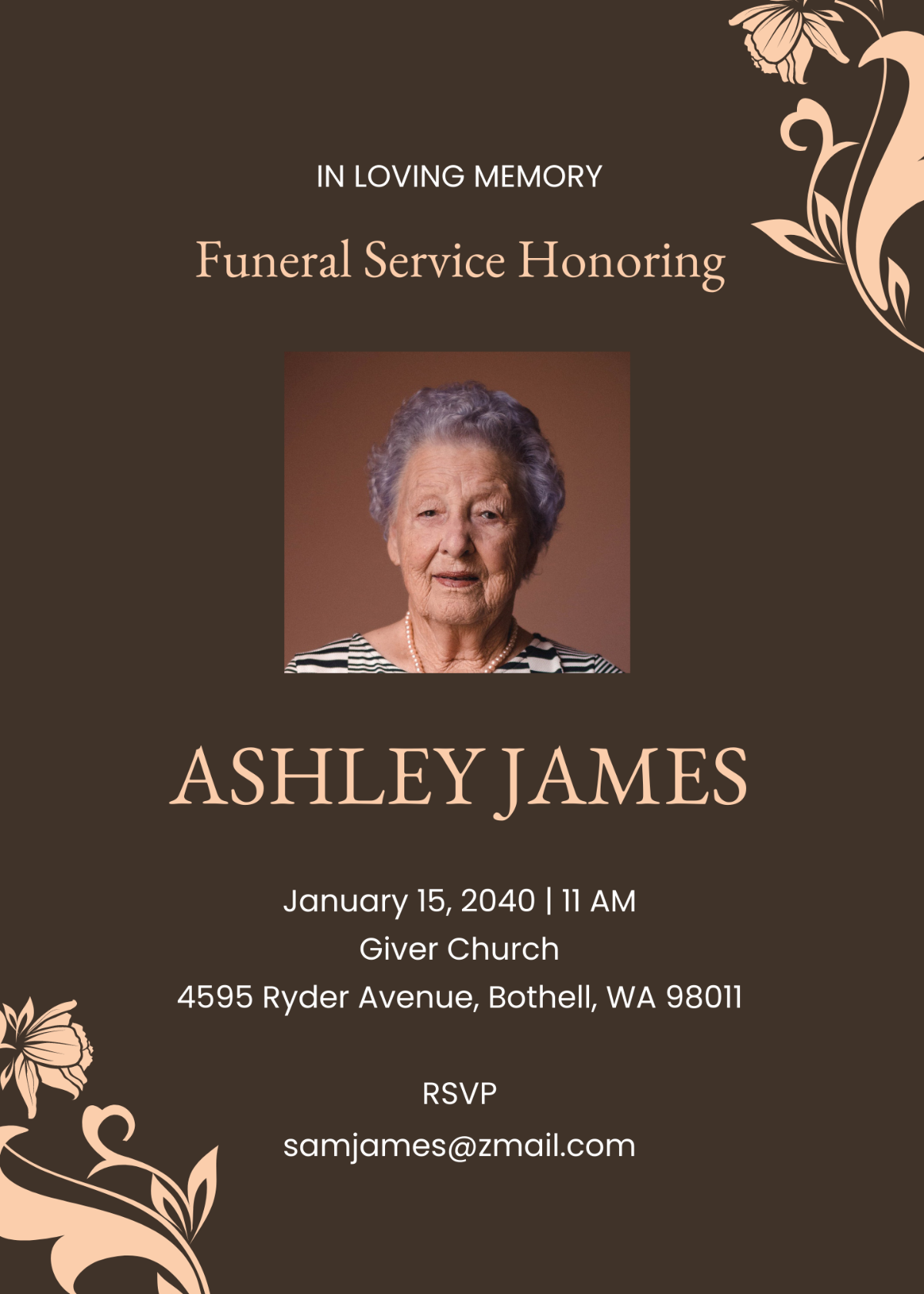 Sample Communication Funeral Invitation Template