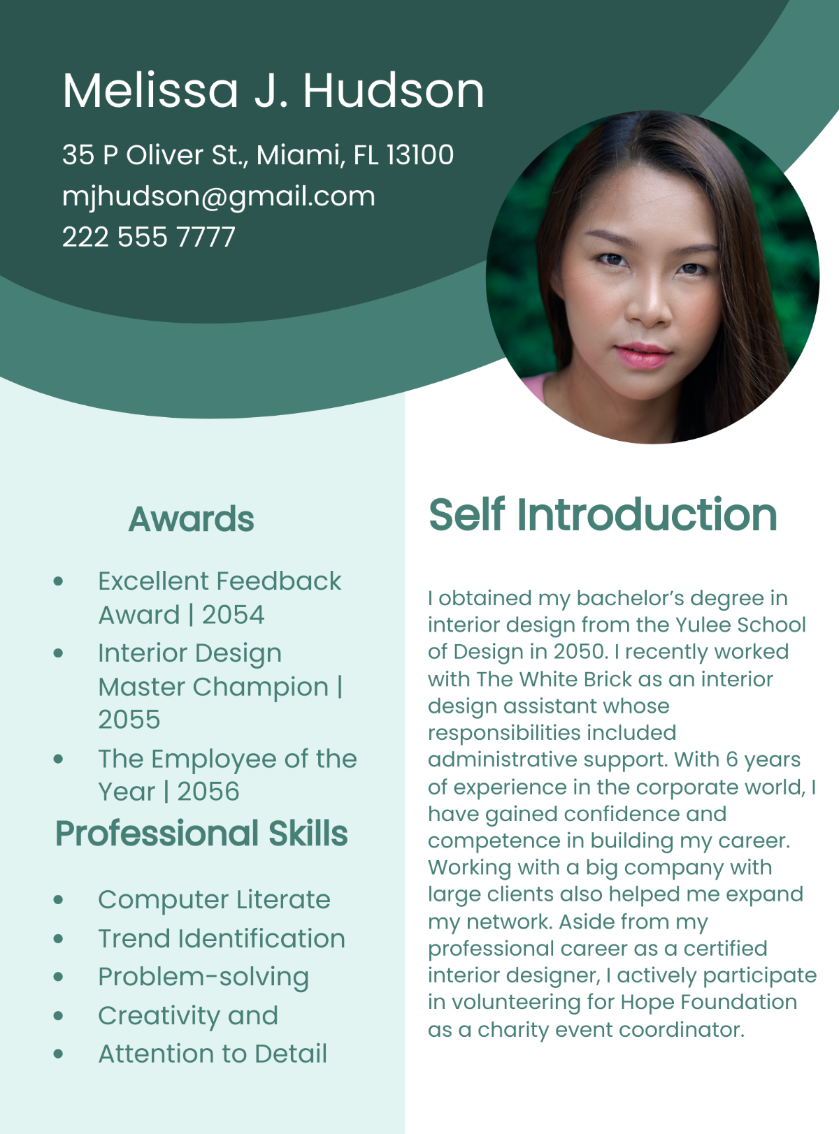 Professional Self Introduction Template