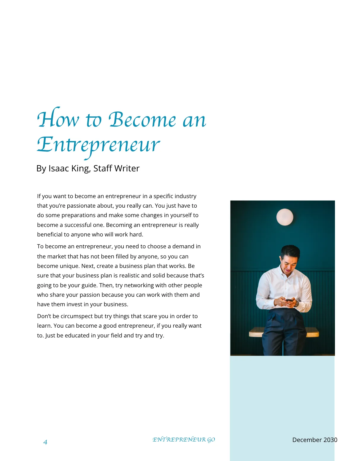 Free Entrepreneur Magazine Small Business Template to Edit Online