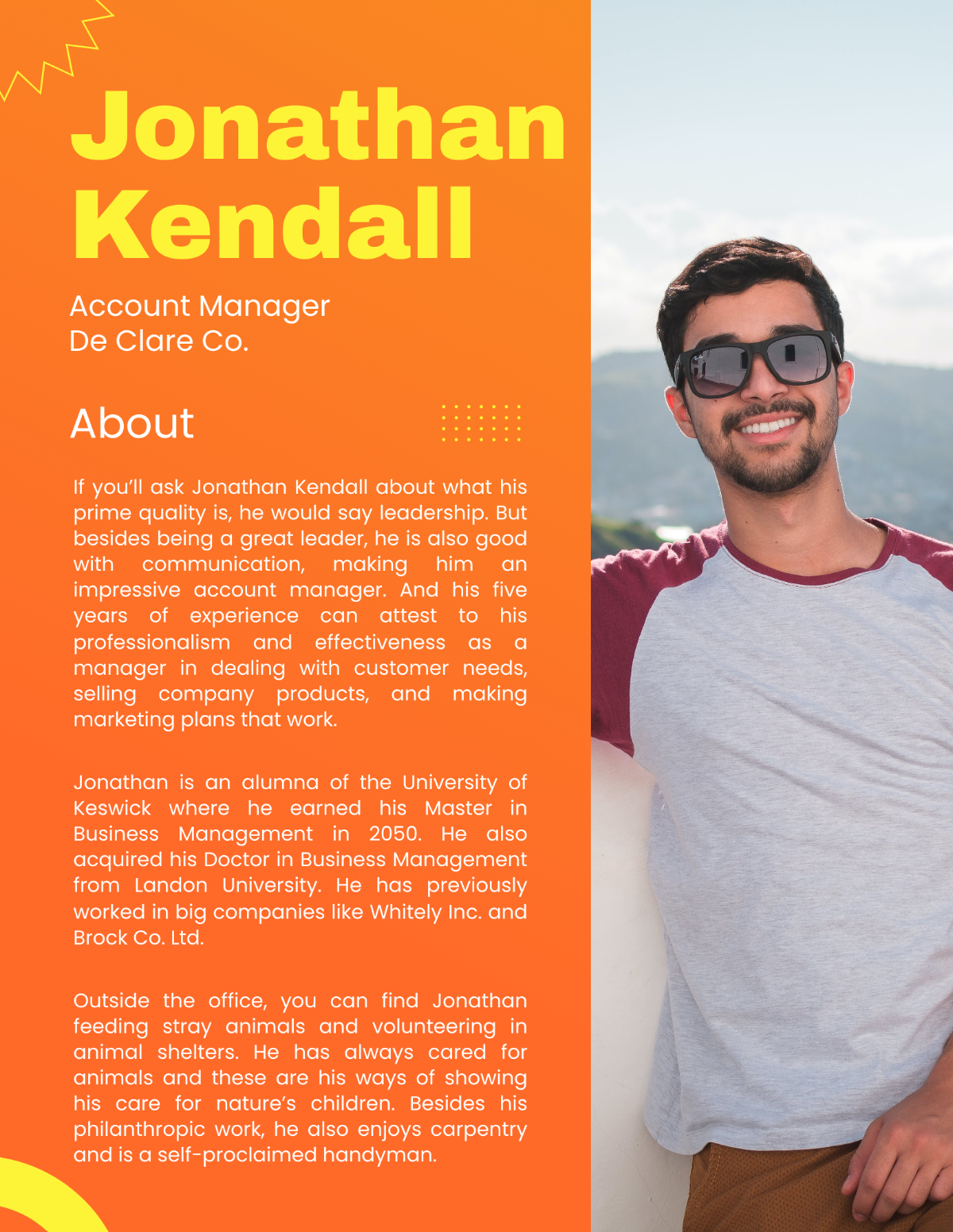 Professional Bio For Account Manager Template