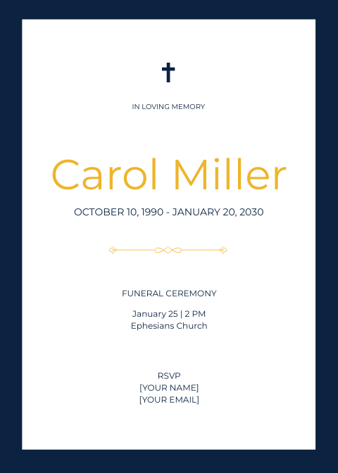 Simple Funeral Invitation Card