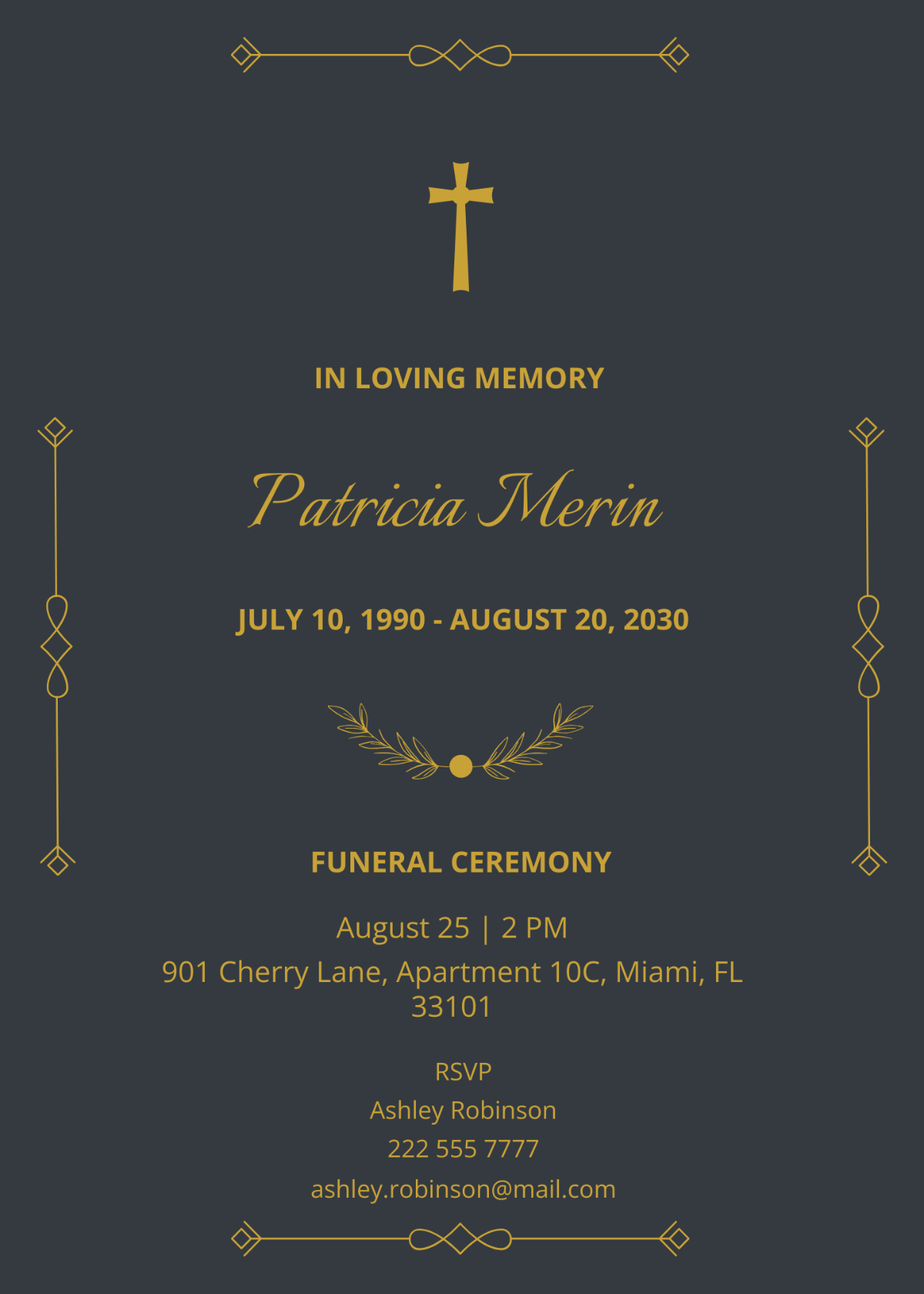 Funeral Reception Ceremony Invitation