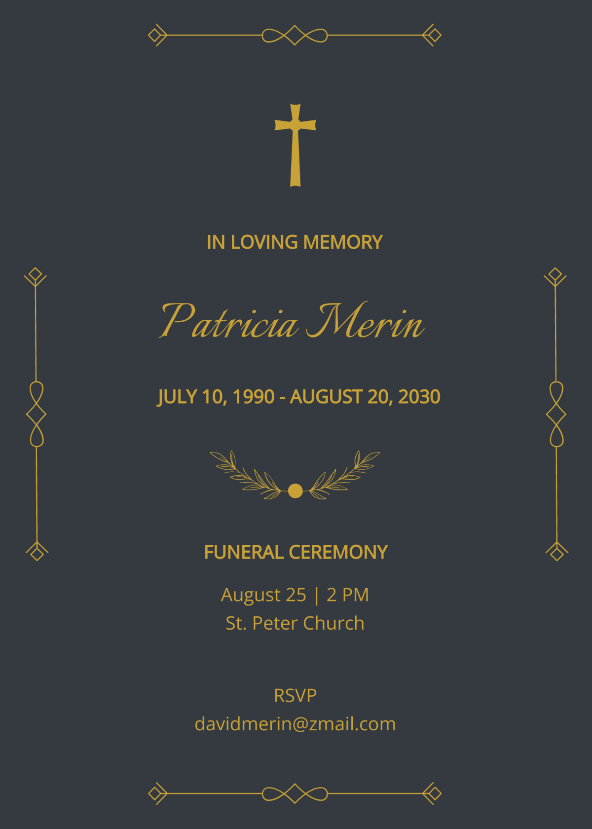 Funeral Reception Ceremony Invitation Template