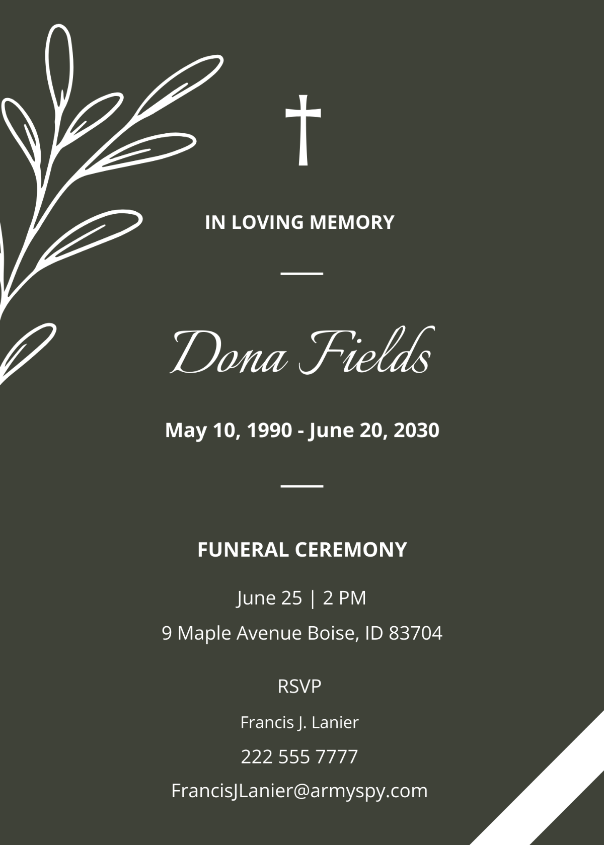 Funeral Home Ceremony Invitation