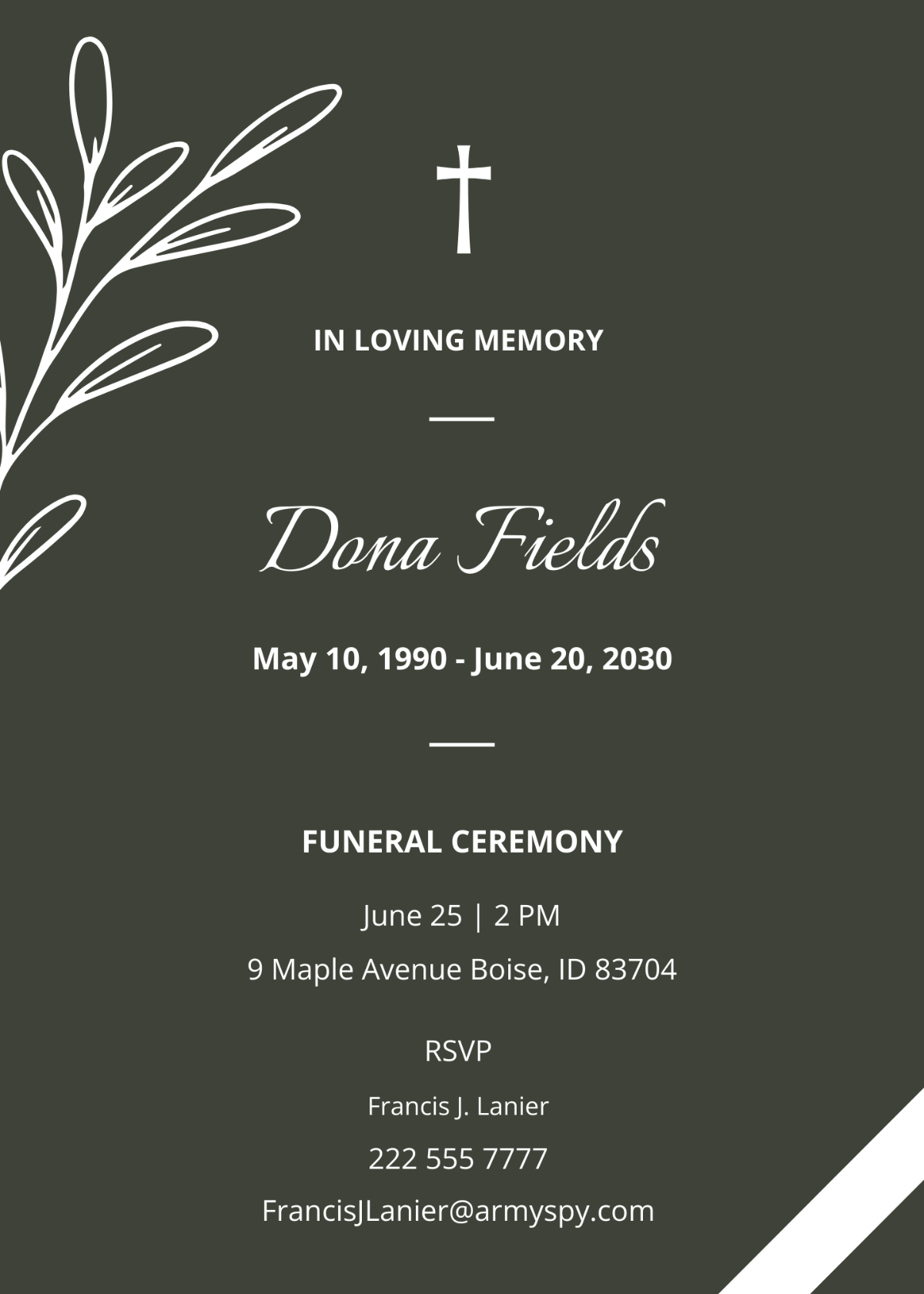 Free Funeral Home Ceremony Invitation Template Edit Online & Download