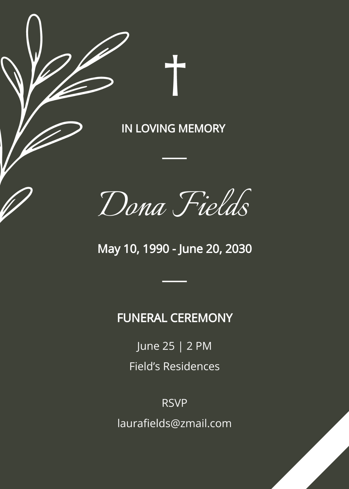 Funeral Home Ceremony Invitation Template