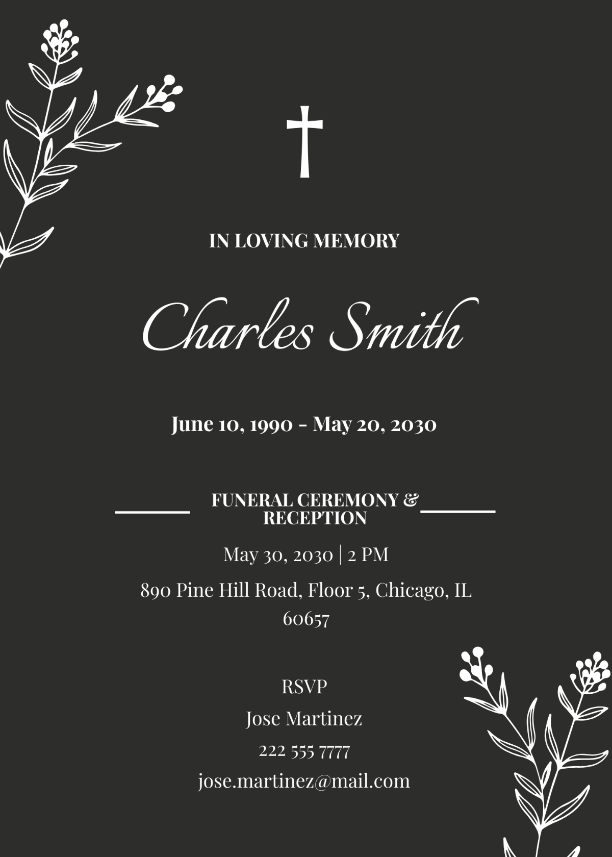 Funeral Reception Death Ceremony Invitation
