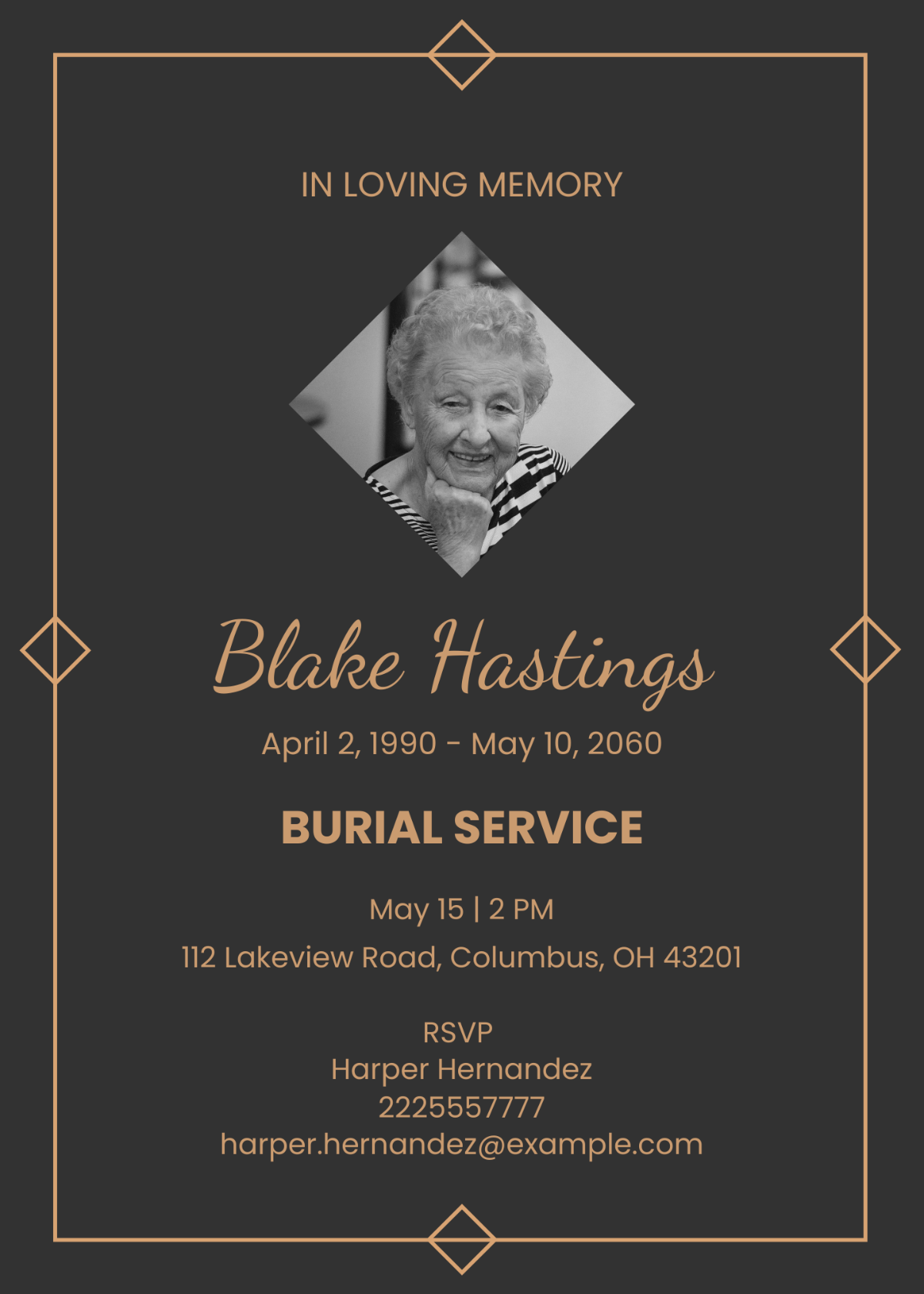 Funeral Burial Service Invitation