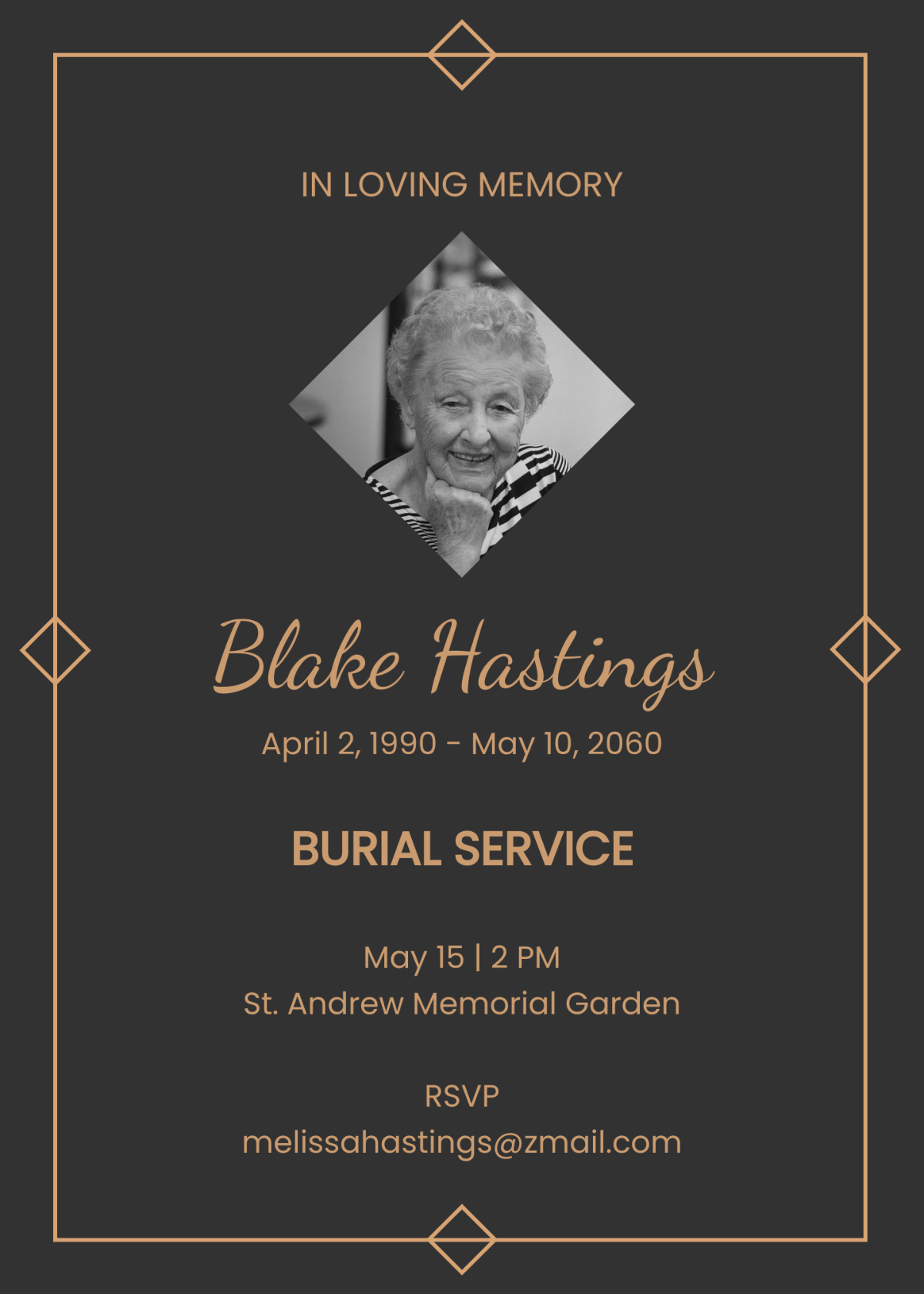 Funeral Burial Service Invitation Template