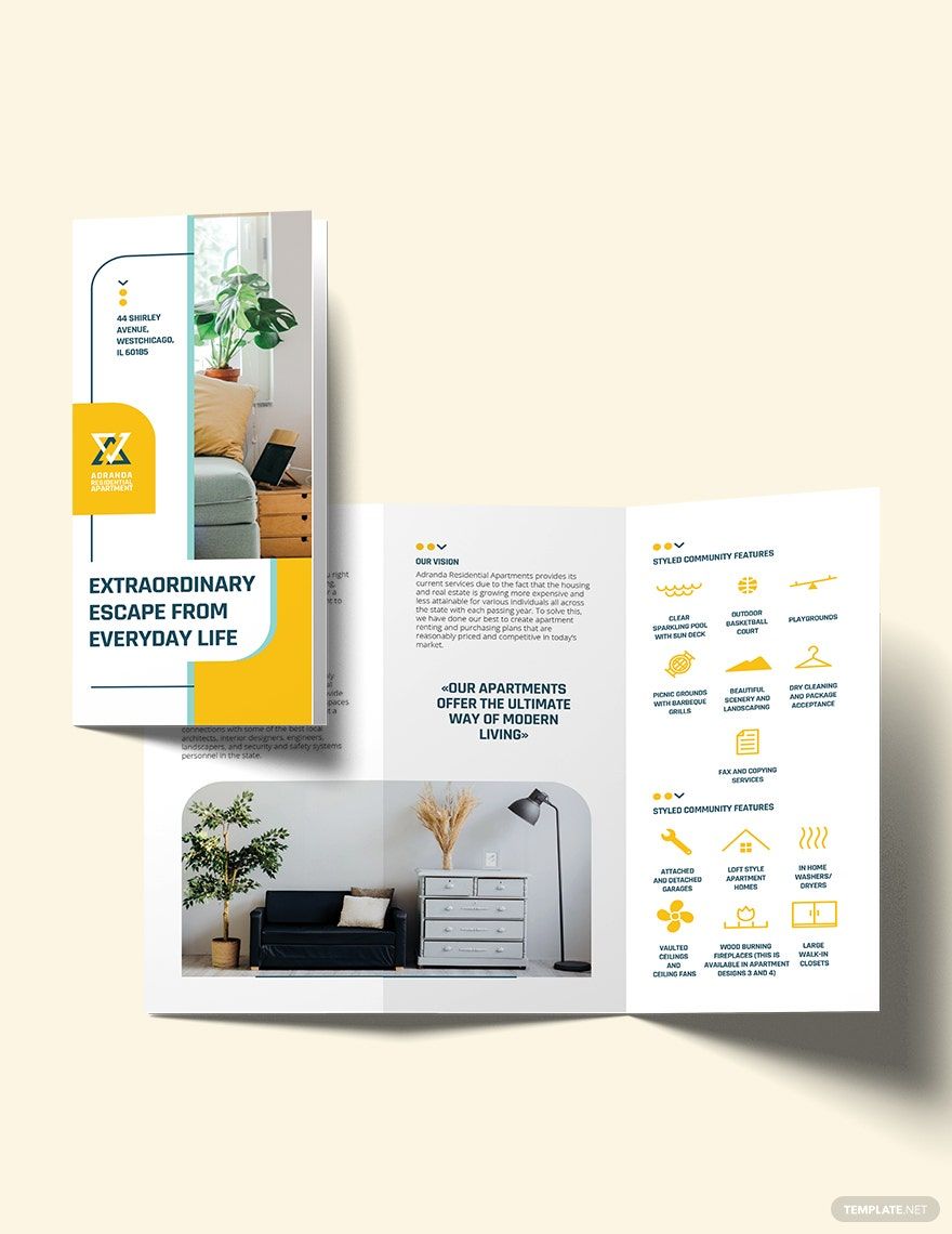 Residential Apartment Tri-Fold Brochure Template