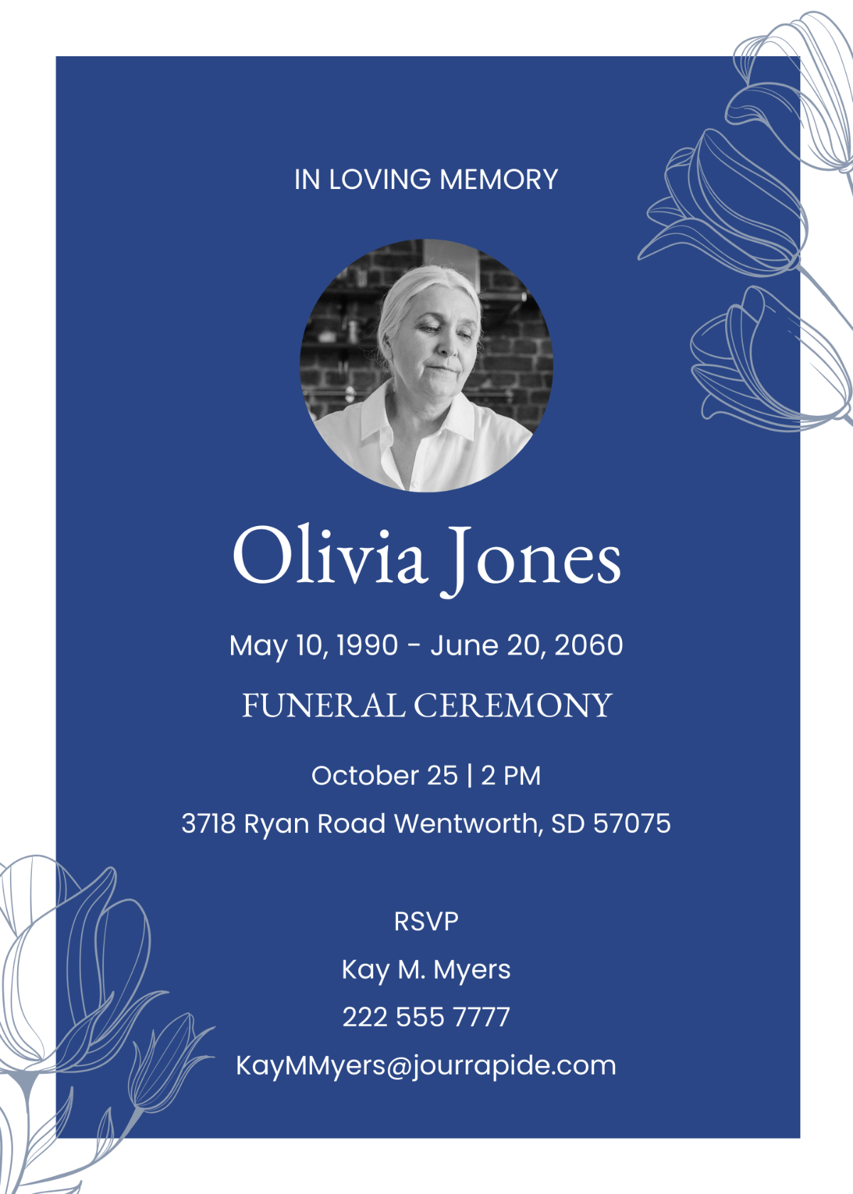 Floral Funeral Ceremony Invitation