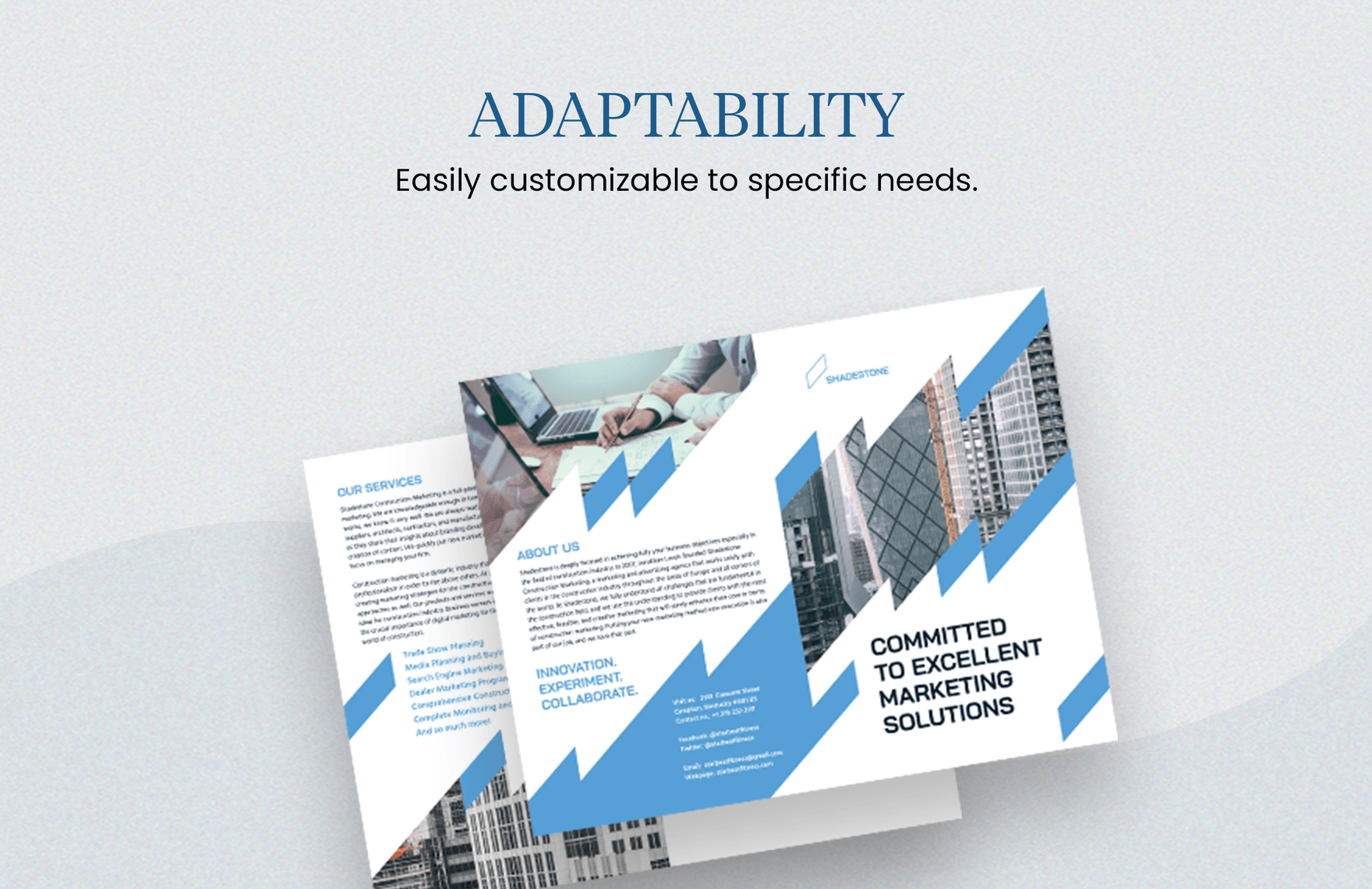 Construction Marketing Bi-Fold Brochure Template