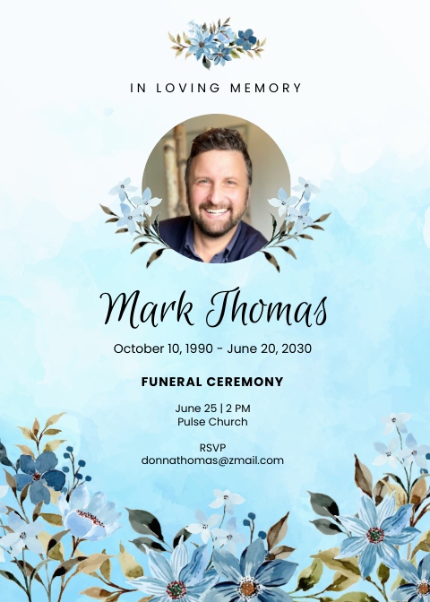 Personal Funeral Invitation Card