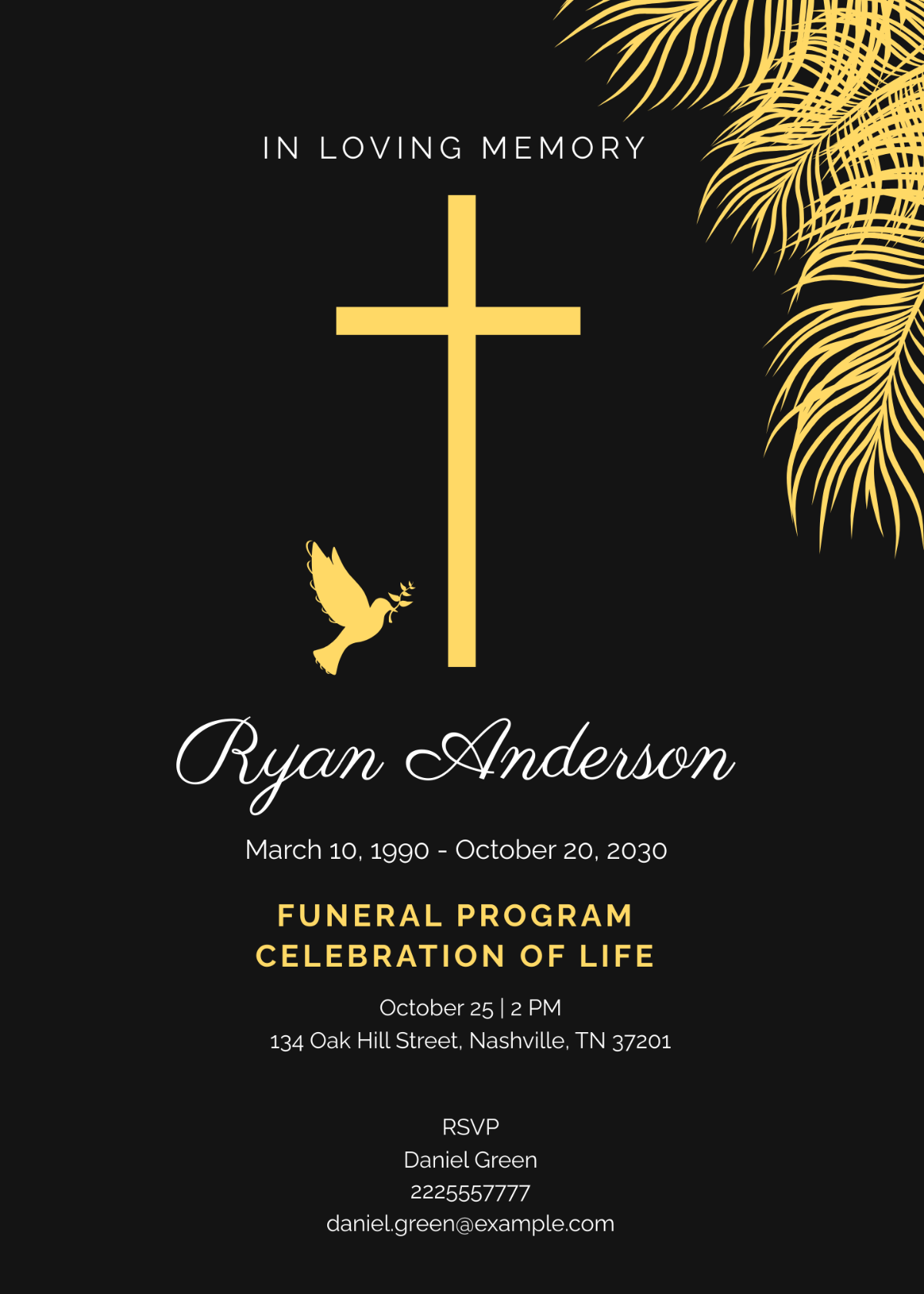 Simple Funeral Program Invitation Template - Edit Online & Download