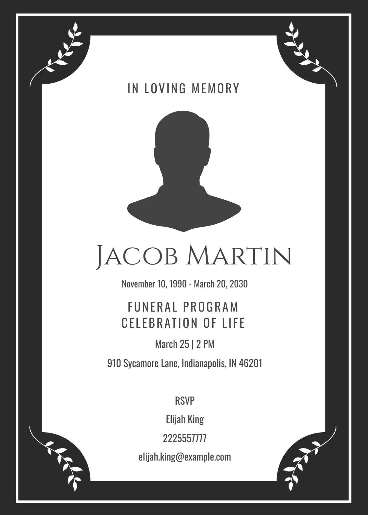 Modern Funeral Program Invitation Template - Edit Online & Download