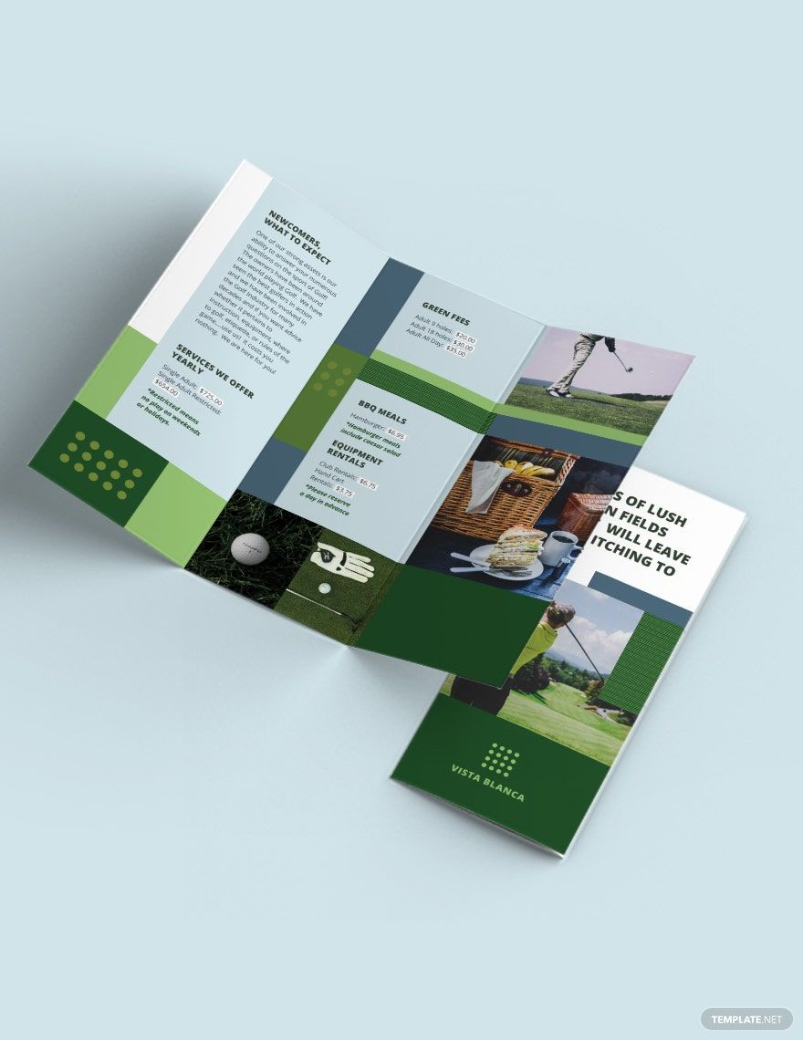 Golf Course Tri-Fold Brochure Template in Word, Google Docs, Illustrator, PSD, Apple Pages, Publisher, InDesign