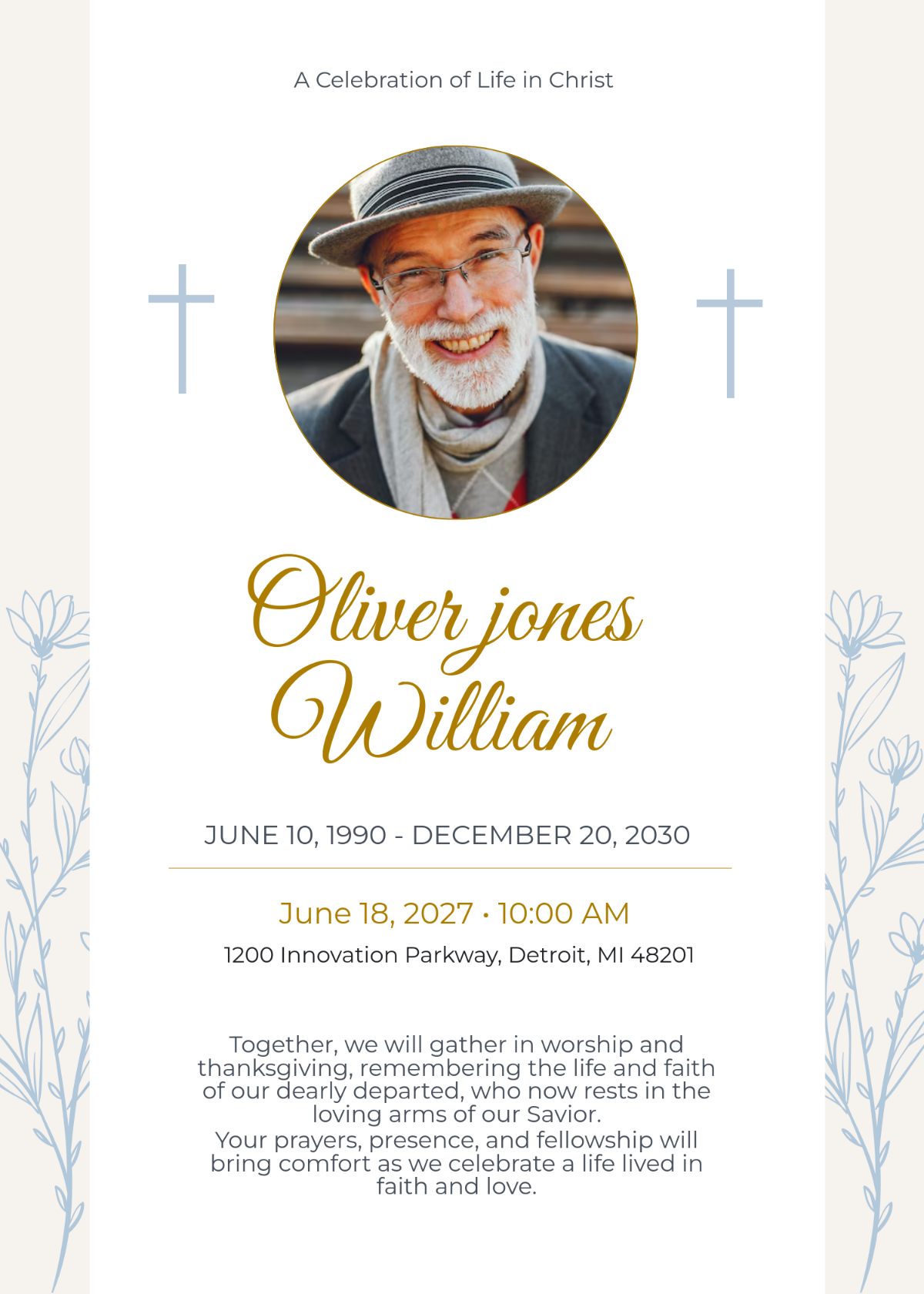 Free Christian Funeral Invitation Template to Edit Online