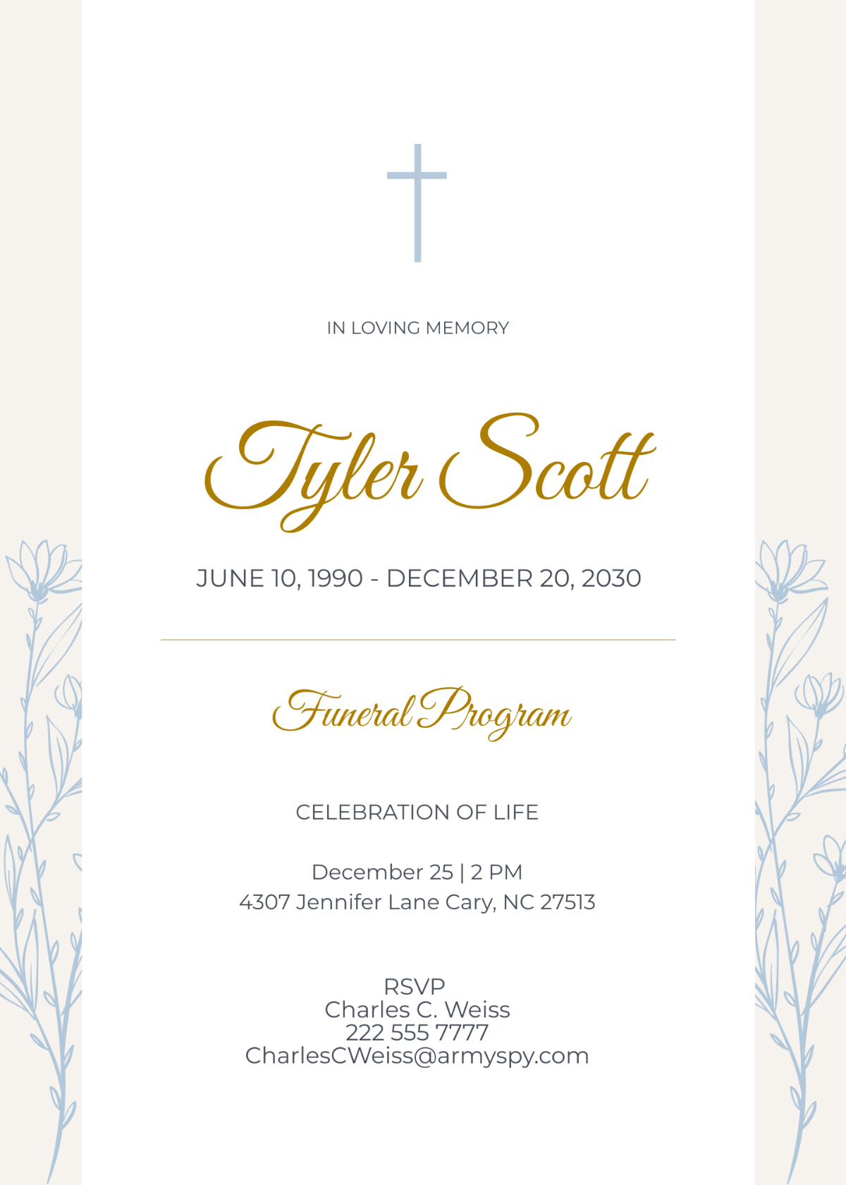 Christian Funeral Program Invitation