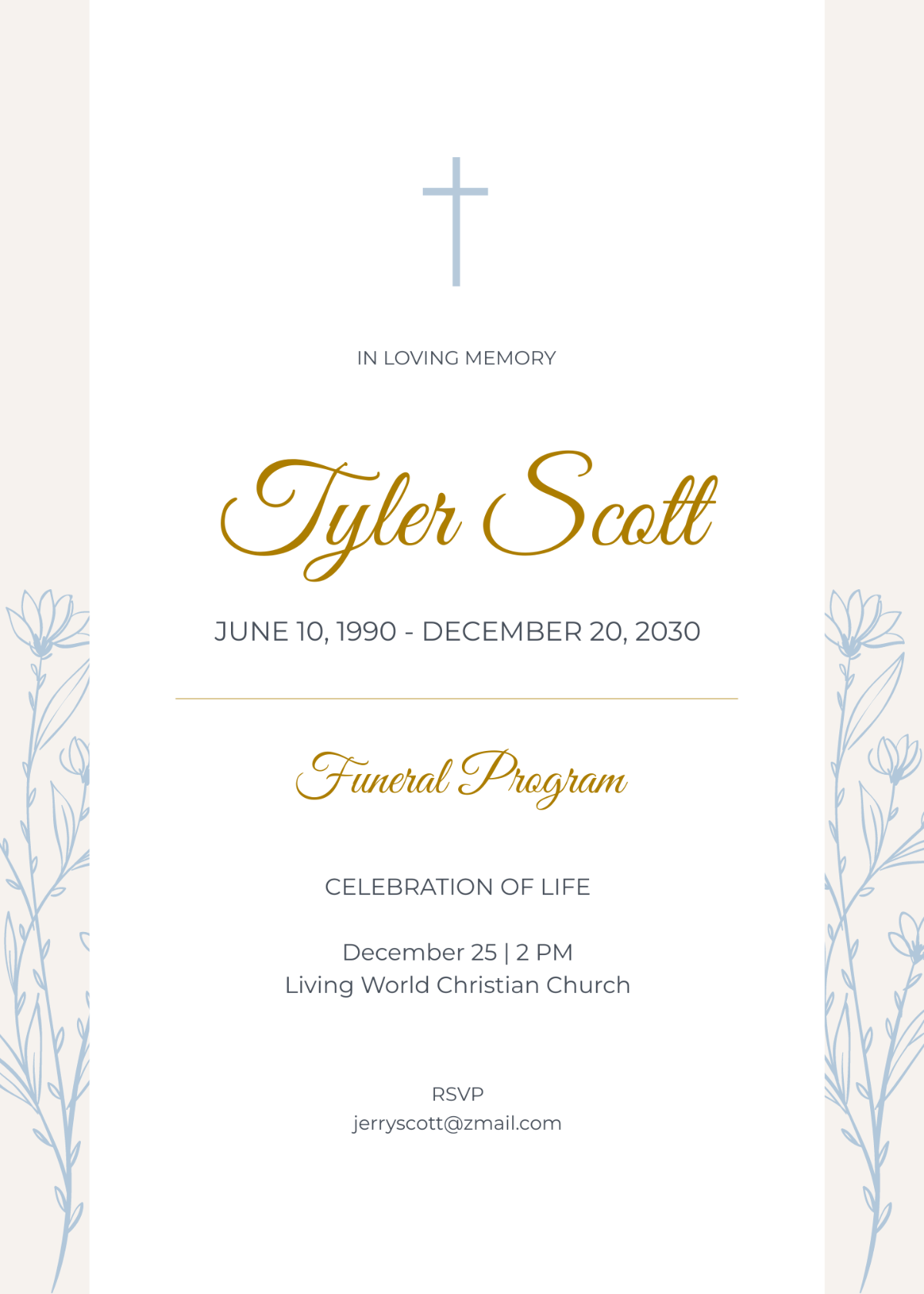 Christian Funeral Program Invitation Template