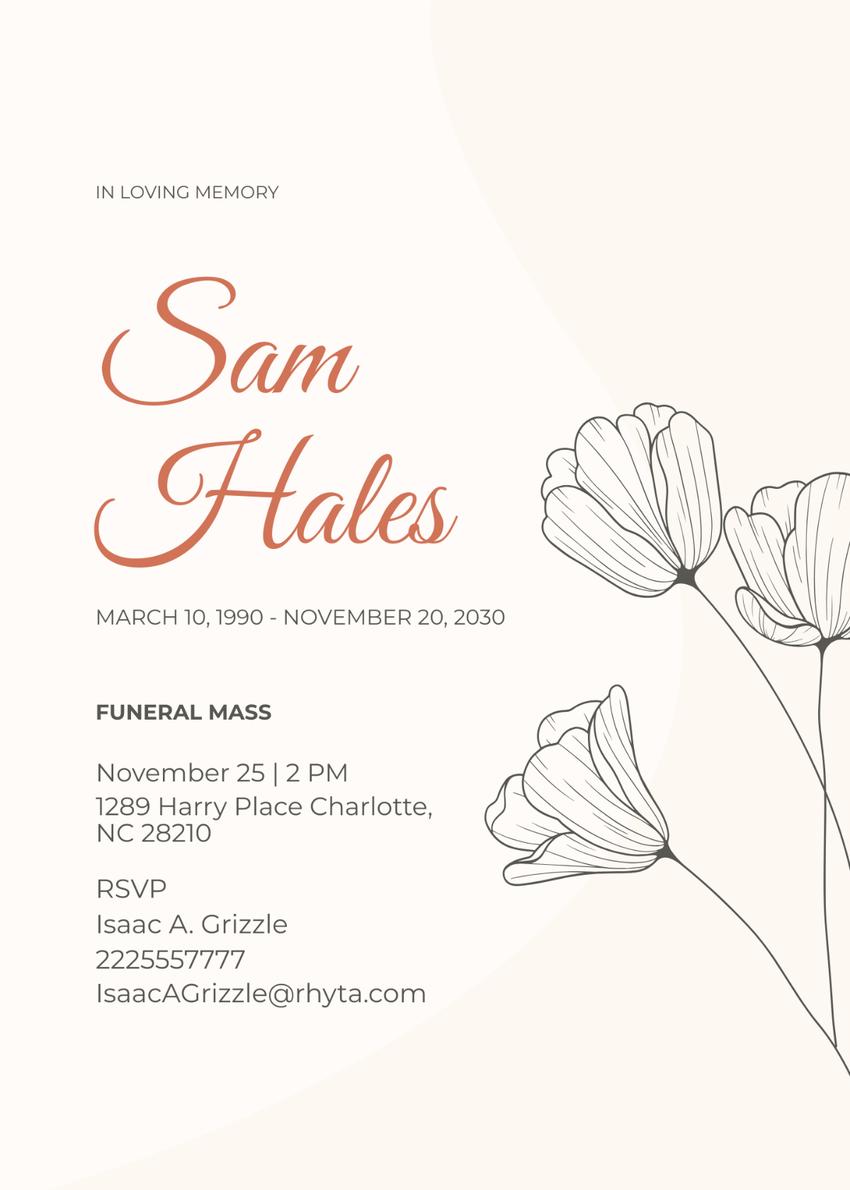 Funeral Mass Program Invitation Template - Edit Online & Download