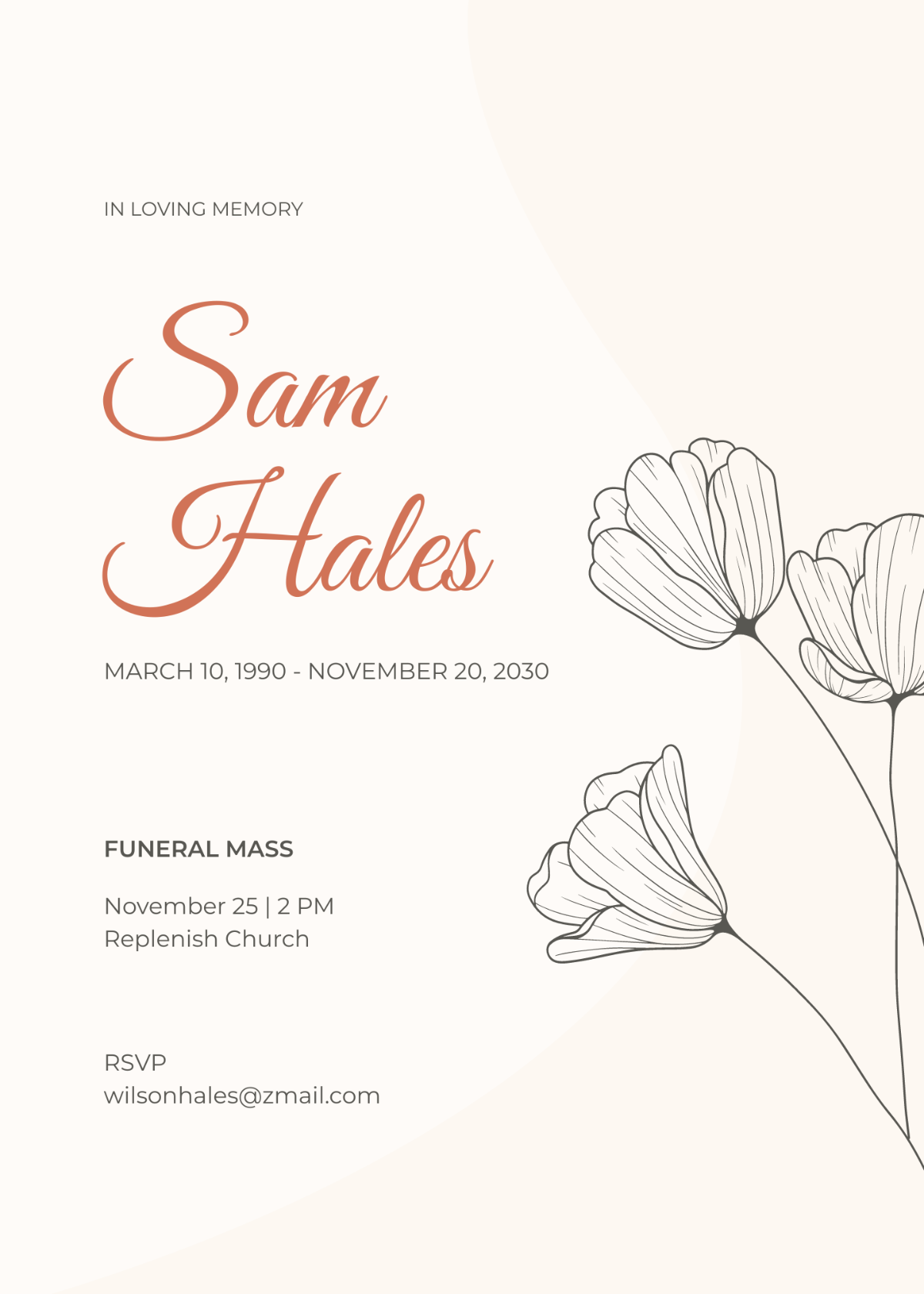 Funeral Mass Program Invitation Template