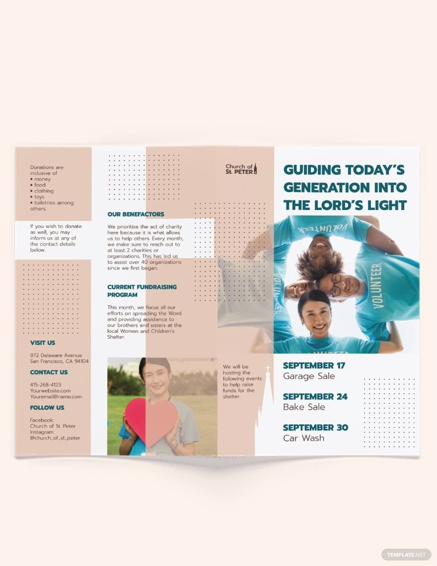 Church Fundraiser Bi-Fold Brochure Template