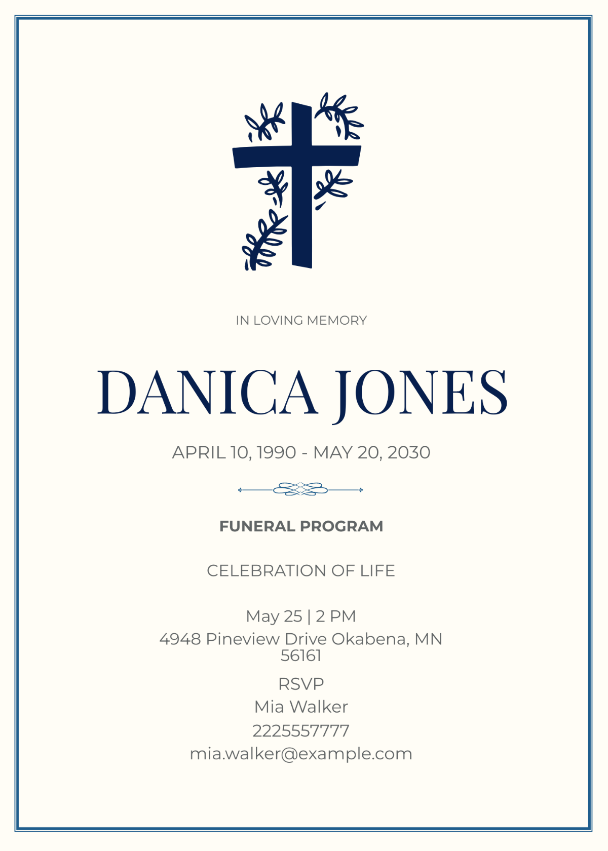 Funeral Church Program Invitation