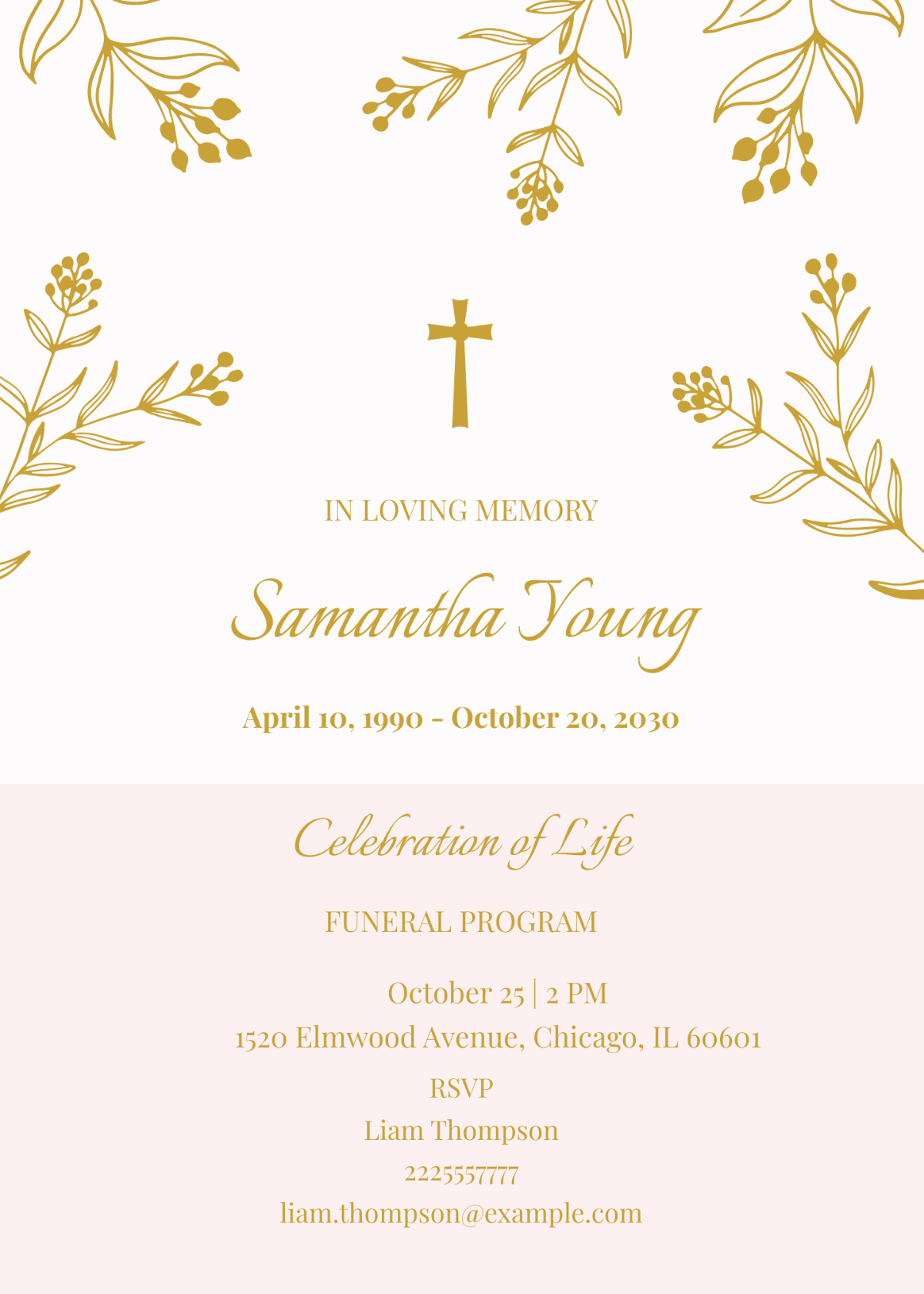 Floral Funeral Program Invitation
