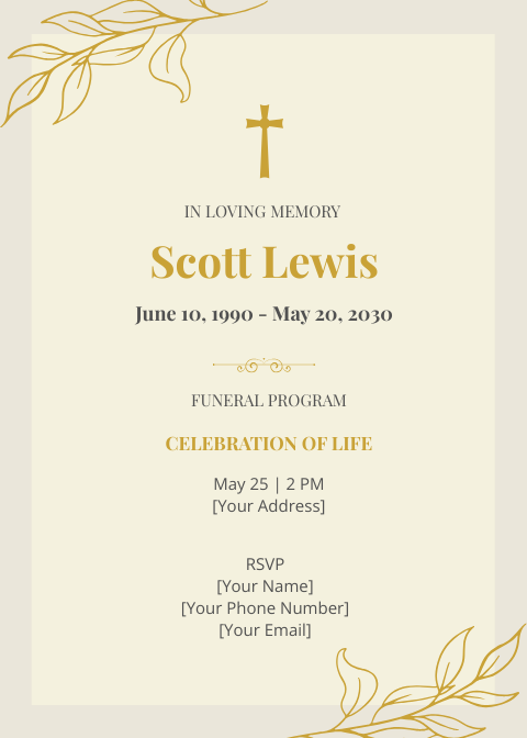 Funeral Program Design Invitation
