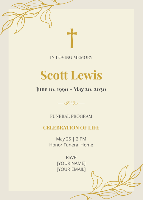 Free Funeral Program Design Invitation Template