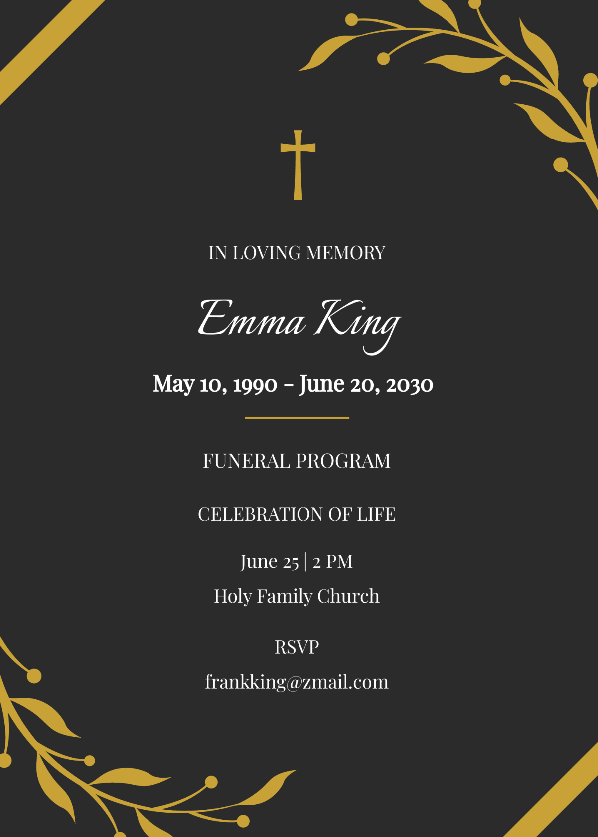 Funeral Program Catholic Invitation Template