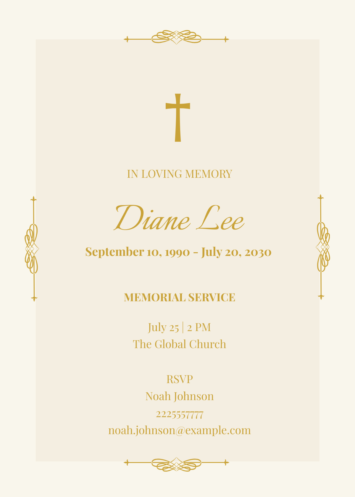 Elegant Funeral Memorial Invitation