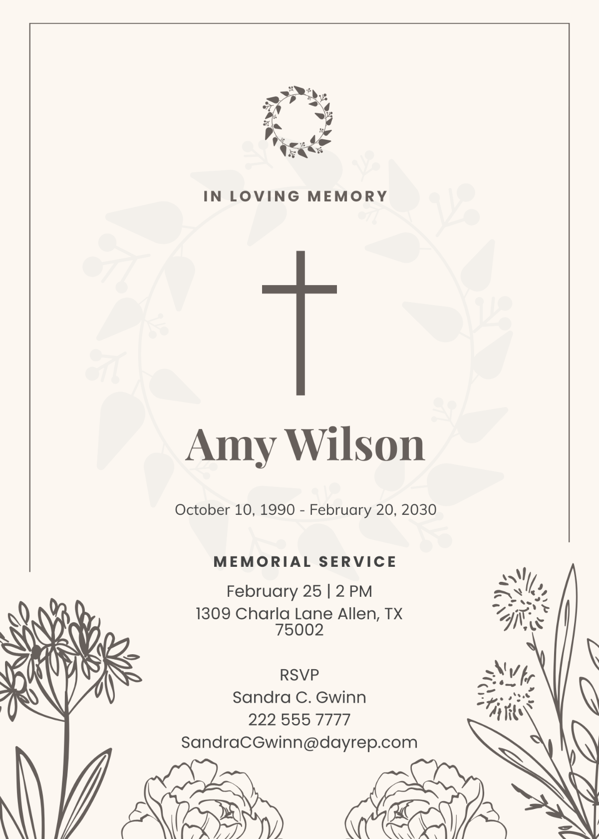 Modern Funeral Memorial Invitation