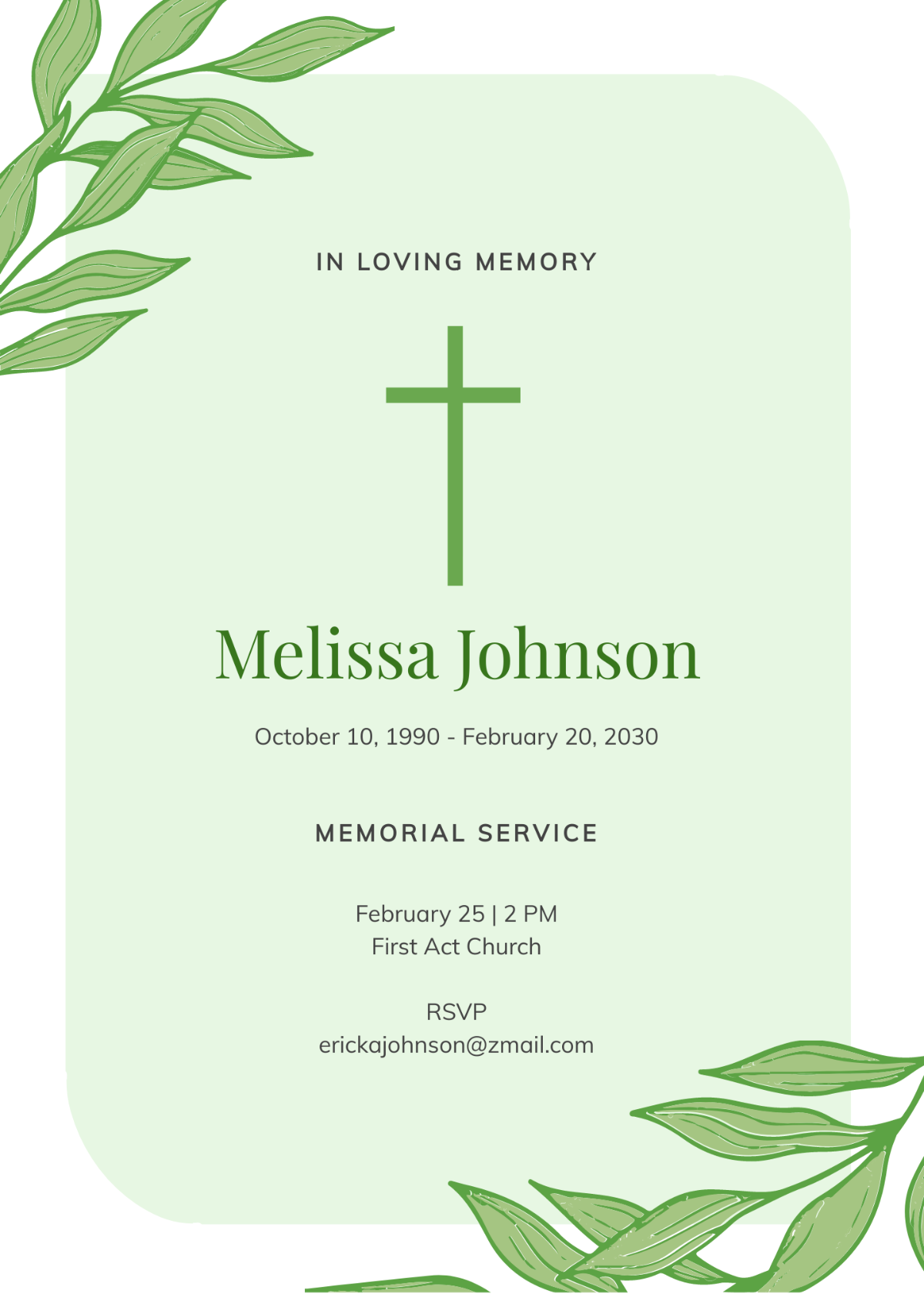 Modern Funeral Memorial Invitation Template