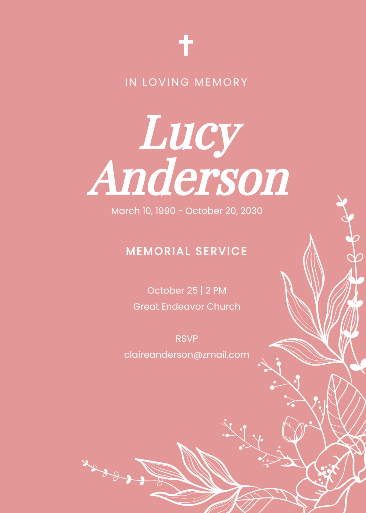 Funeral Memorial Service Invitation Template