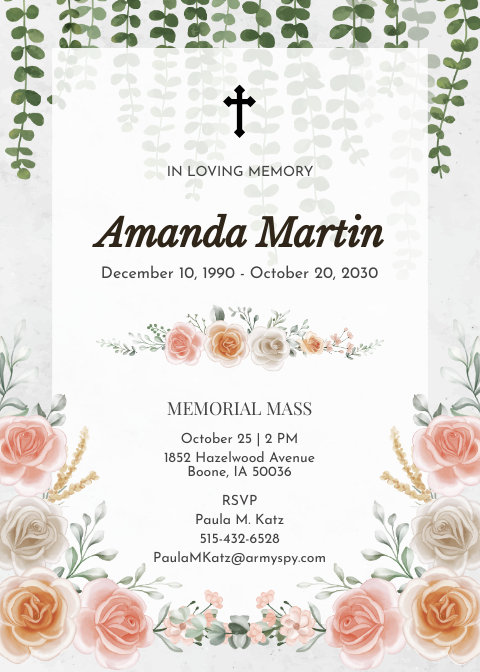 Funeral Memorial Mass Invitation