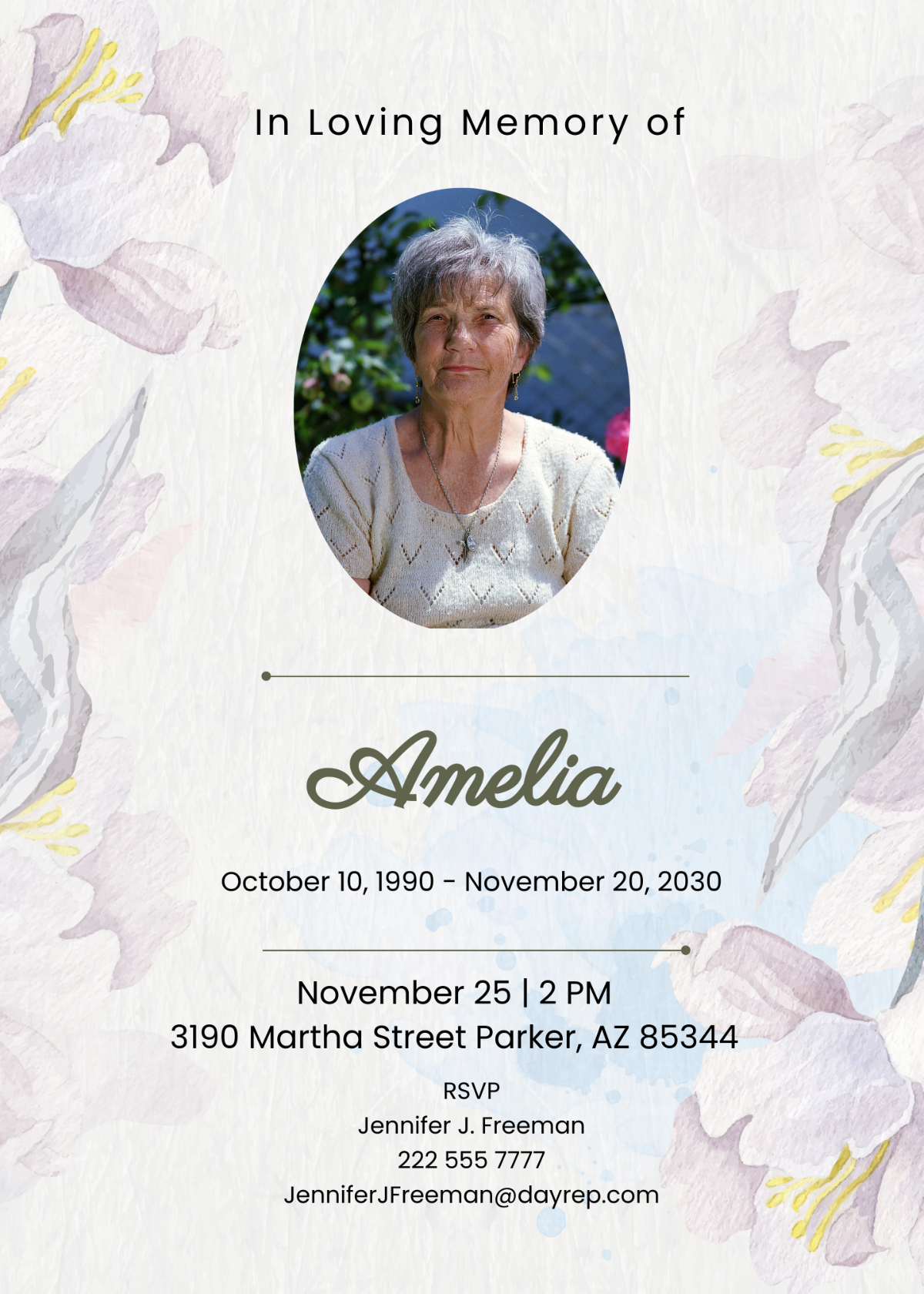 Digital Photo Funeral Invitation