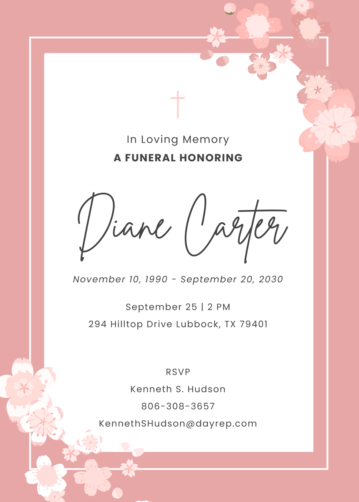 Digital Funeral Invitation Template - Edit Online & Download