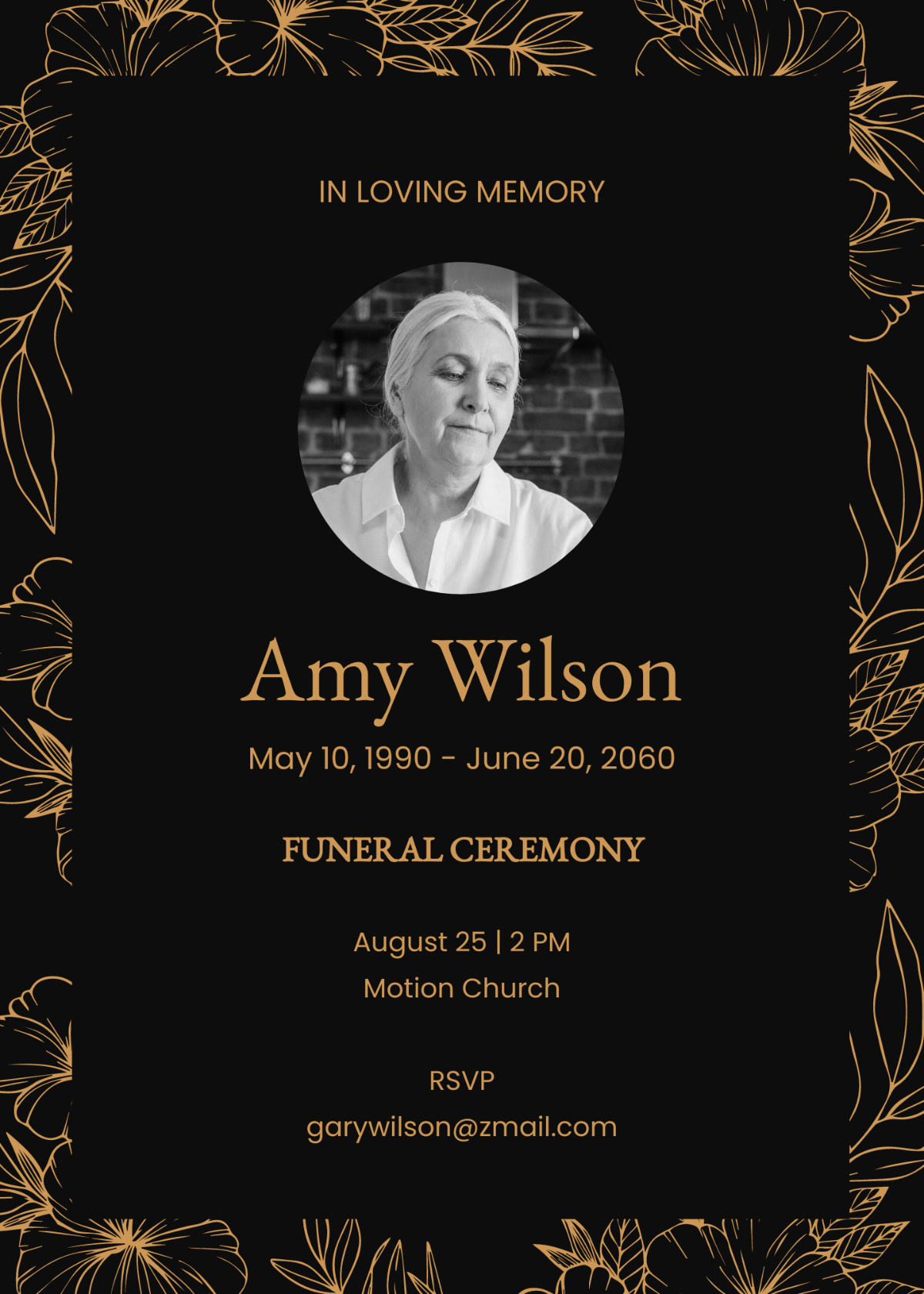 Funeral Invitation Card design Template