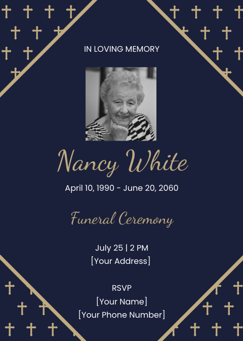 Funeral Memorial Invitation Card Template - Edit Online & Download ...