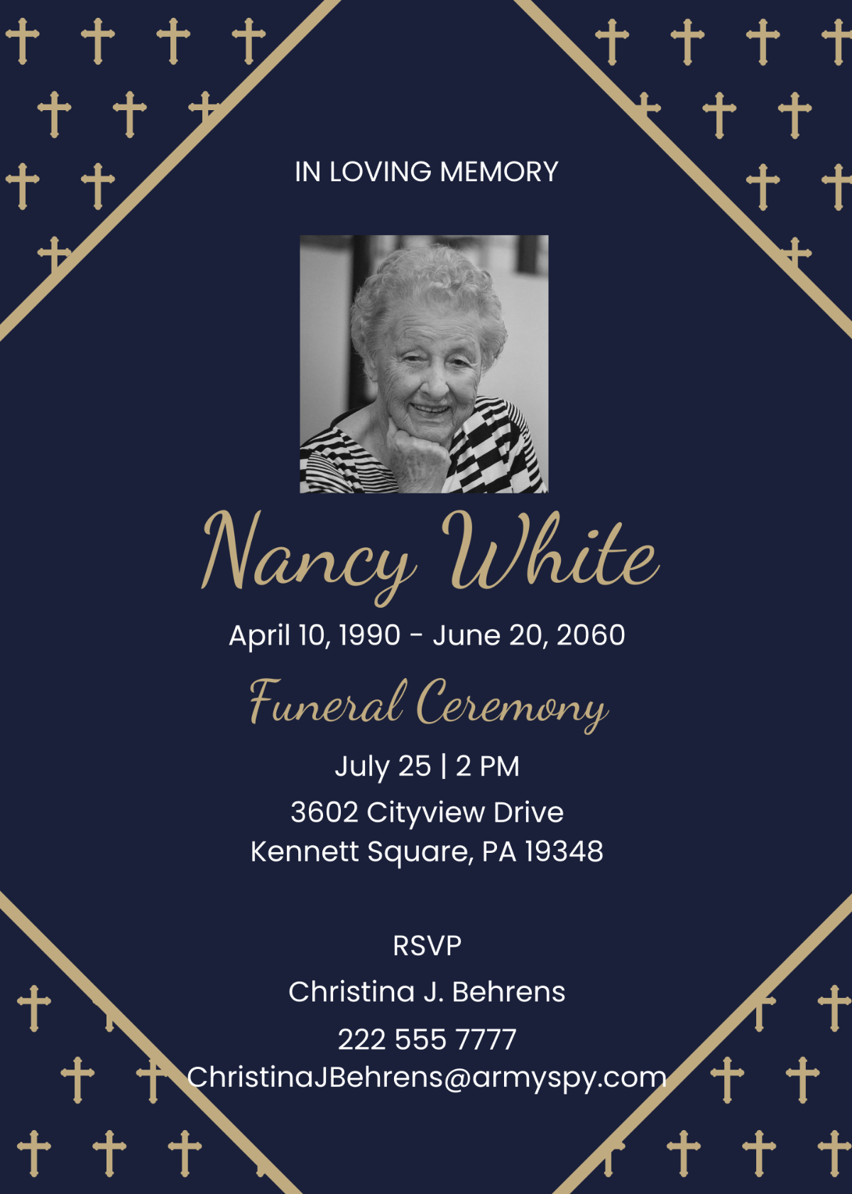 Funeral Memorial Invitation Card