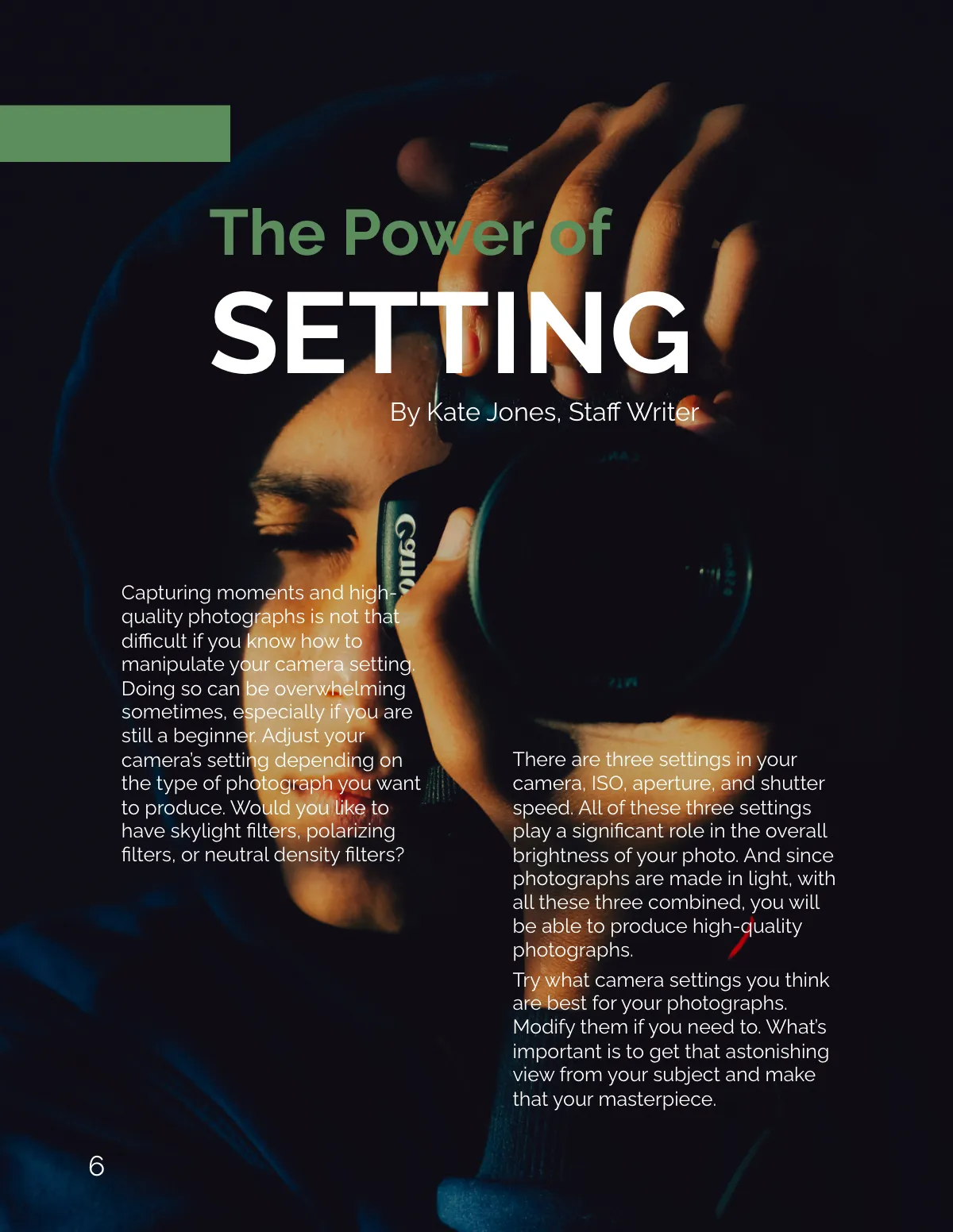 Free Minimalist Photography Magazine Template to Edit Online