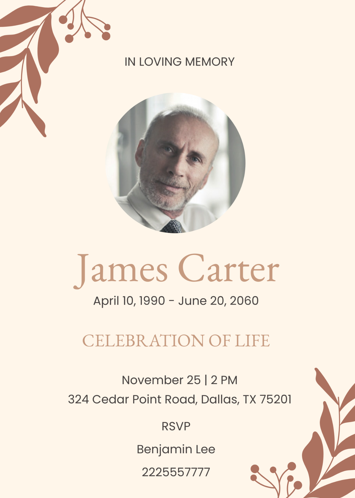 Funeral Event Program Invitation Template - Edit Online & Download