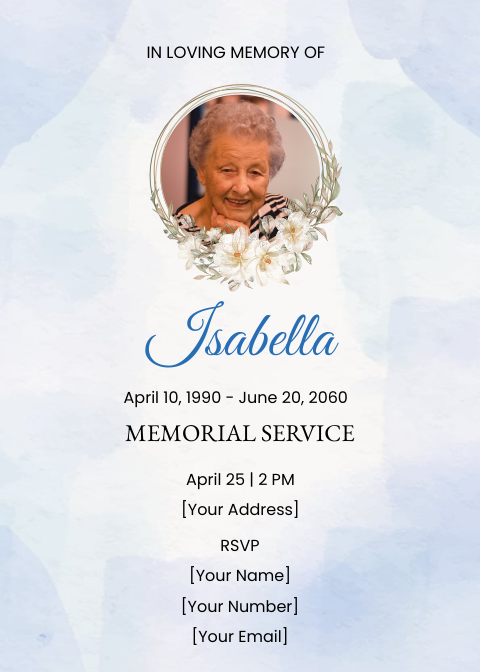 Funeral Memorial Invitation Template - Edit Online & Download Example ...